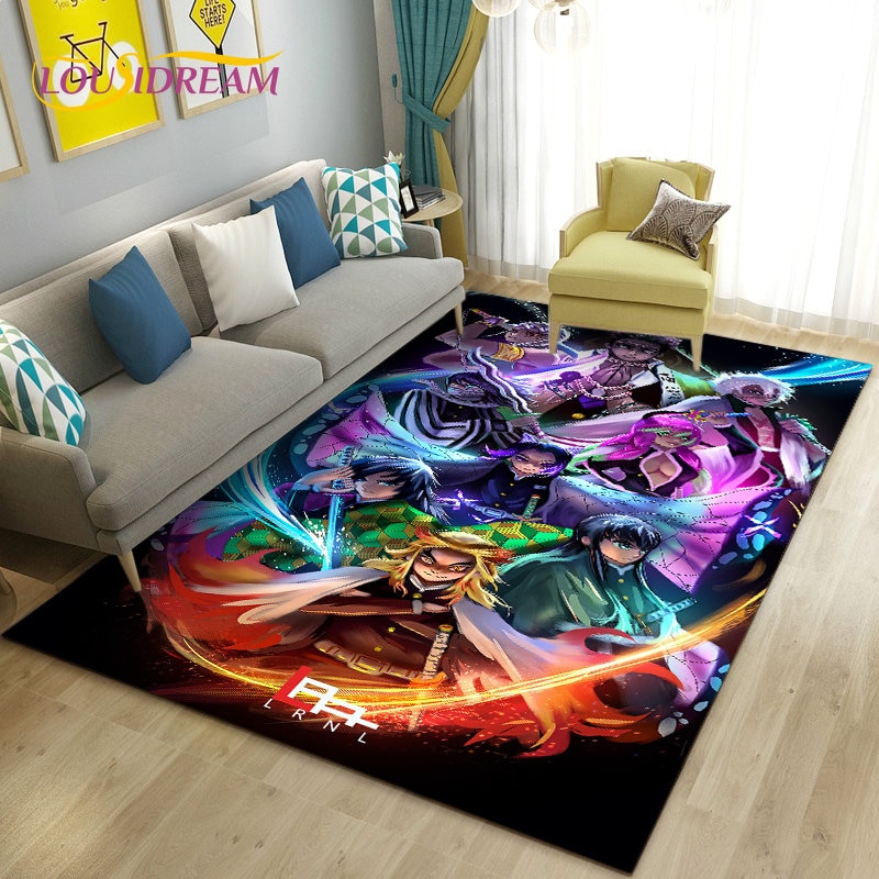 3D Demon Slayer Cartoon Area Rug Large Carpet Rug for Living Room Bedroom Sofa Doormat Decoration 2 - Demon Slayer Store