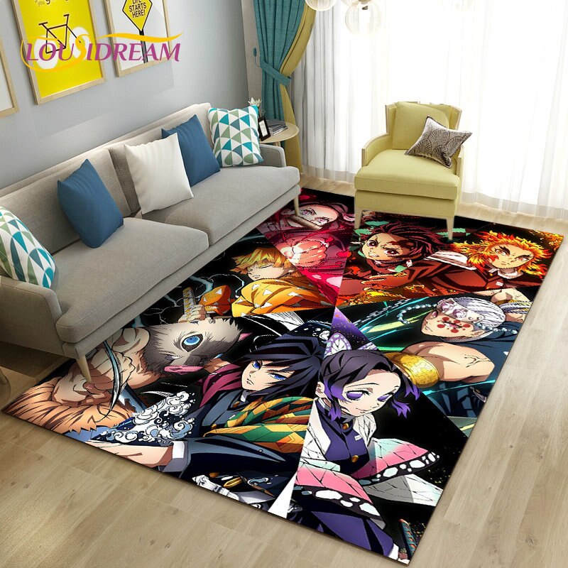 3D Demon Slayer Cartoon Area Rug Large Carpet Rug for Living Room Bedroom Sofa Doormat Decoration 3 - Demon Slayer Store