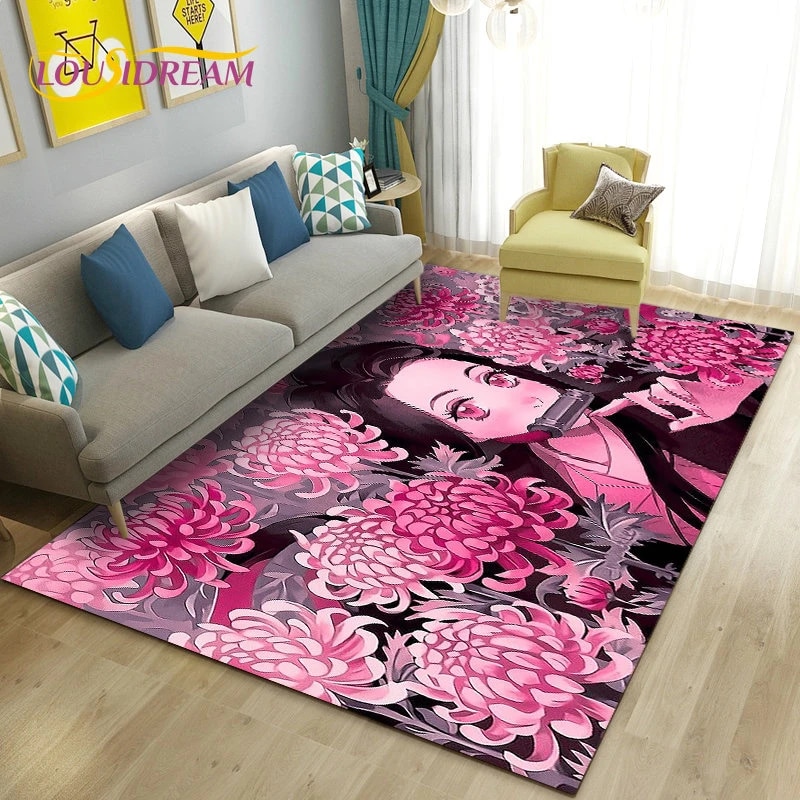3D Demon Slayer Cartoon Area Rug Large Carpet Rug for Living Room Bedroom Sofa Doormat Decoration.jpg Q90.jpg - Demon Slayer Store