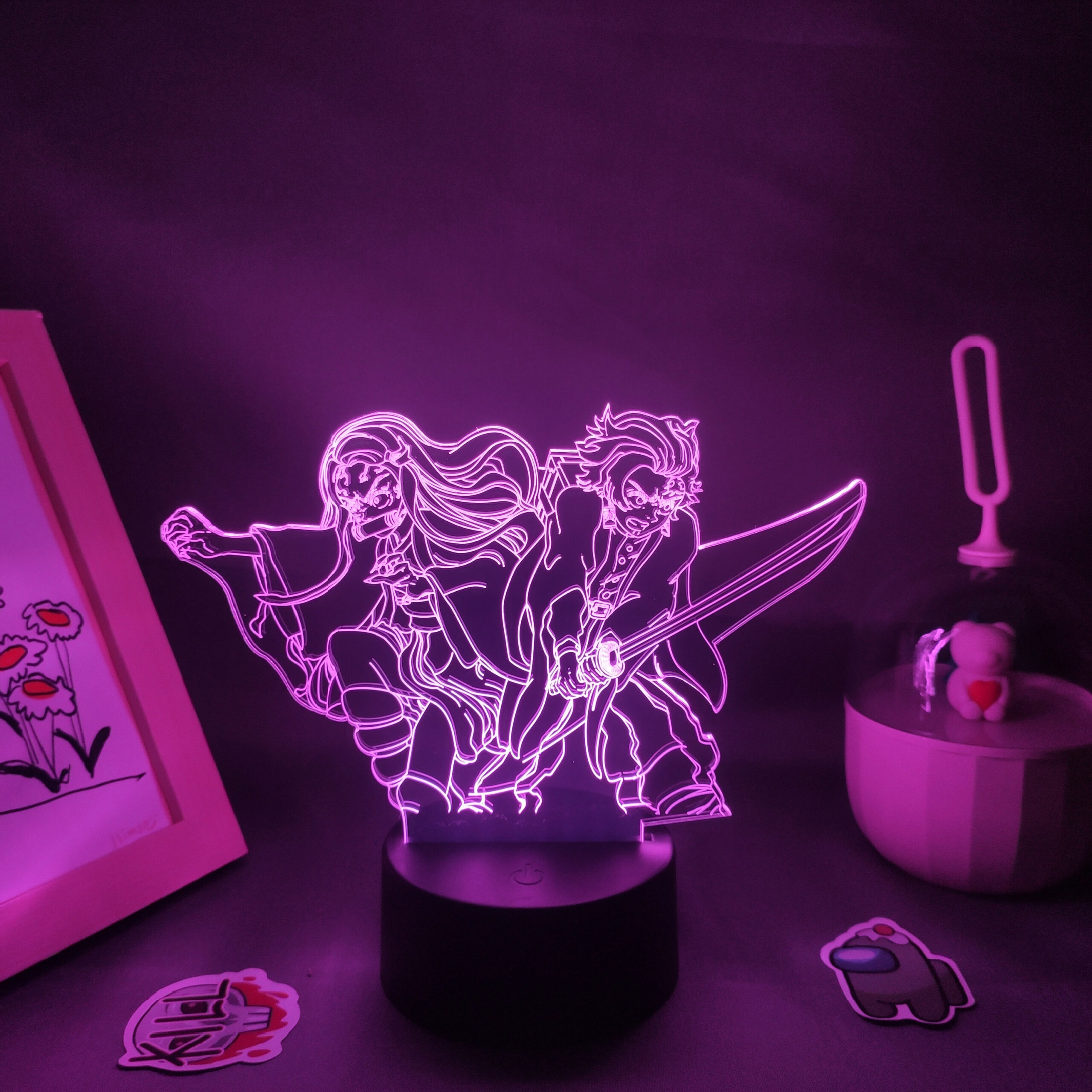 3D Lamp Manga Demon Slayer Anime Figures Kamado Tanjiro Nezuko RGB Neon Battery Night Lights Kimetsu scaled - Demon Slayer Store