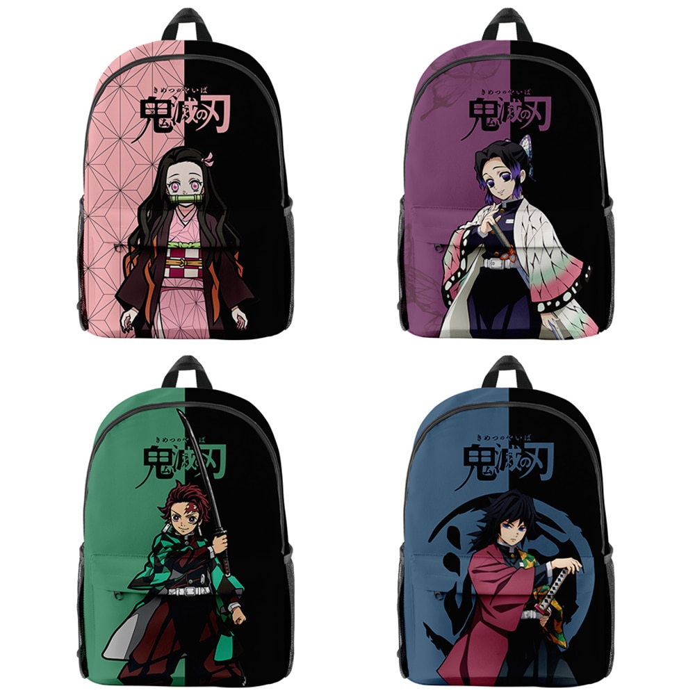 Demon Slayer Backpacks,Canvas Anime Print Double Shoulder Backpack
