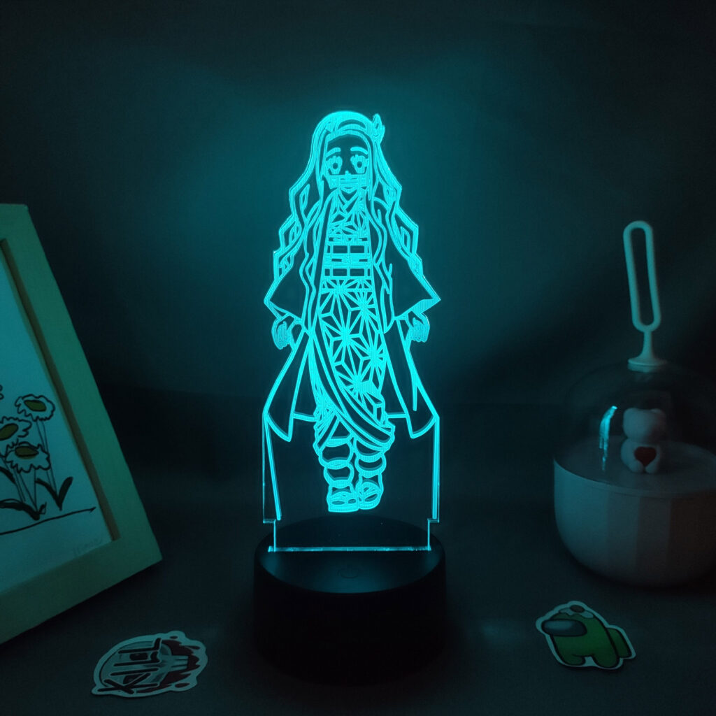 Manga Demon Slayer Anime Figure Kamado Nezuko 3D Led RGB Neon Night Lights Birthday Gift Lava scaled - Demon Slayer Store