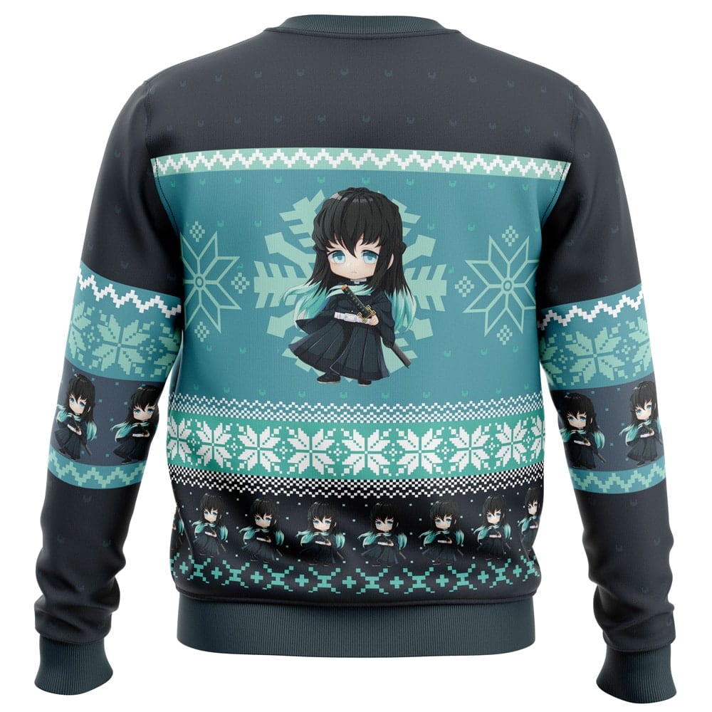 Chibi Christmas Muichiro Tokito DS PC Ugly Christmas Sweater back mockup - Demon Slayer Store