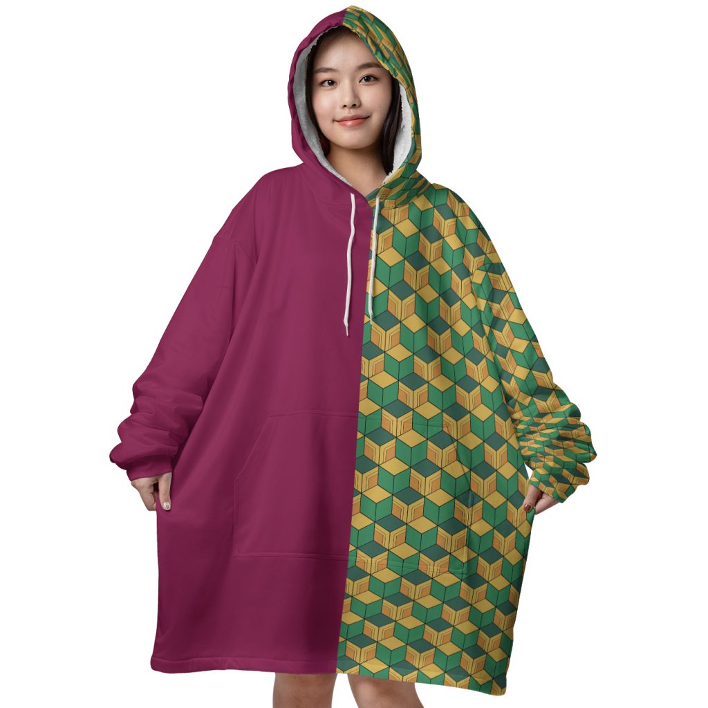 Mockup Blanket Hoodie front 64 - Demon Slayer Store