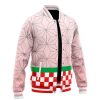 Nezuko Kamado Pattern DS Varsity Jacket F LEFT Mockup - Demon Slayer Store