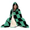 Tanjiro Kamado Demon Slayer Hooded Blanket FRONT Mockup - Demon Slayer Store