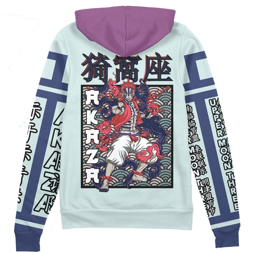 akaza Zip Hoodie Back Mockup - Demon Slayer Store