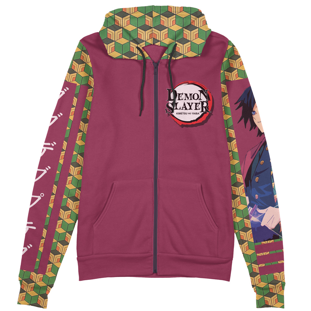 giyu Zip Hoodie Front Mockup - Demon Slayer Store