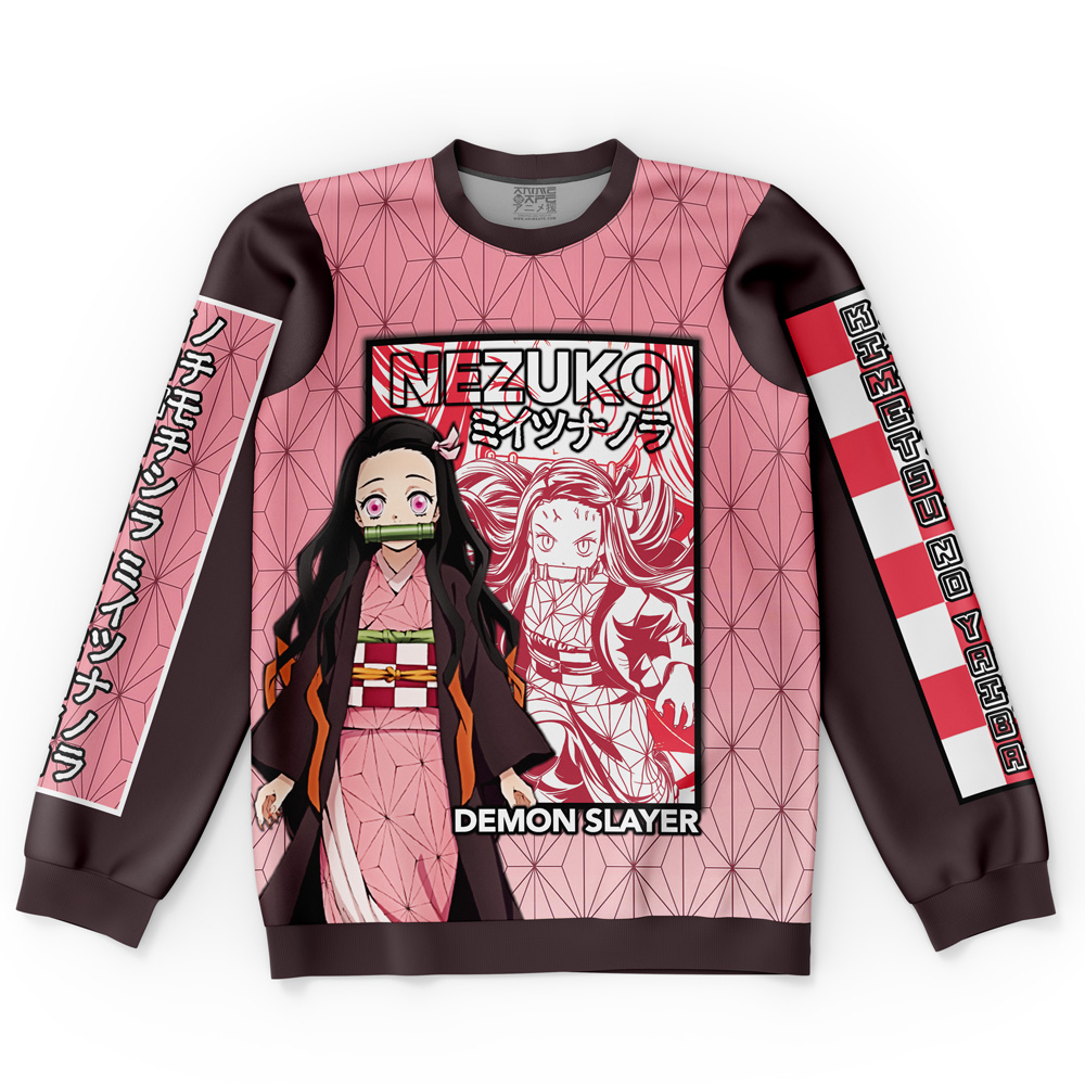 nezukohaori Flat Sweatshirt front - Demon Slayer Store