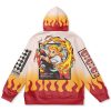 rengoku haori Flat Hoodie back - Demon Slayer Store