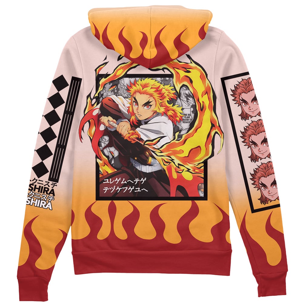 rengoku haori Zip Hoodie Back Mockup - Demon Slayer Store