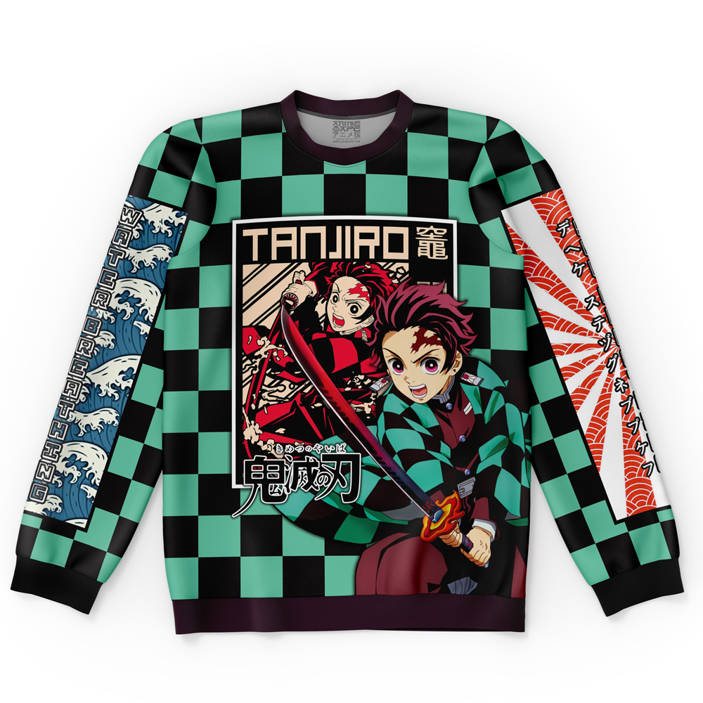 tanjirohaori Flat Sweatshirt front - Demon Slayer Store