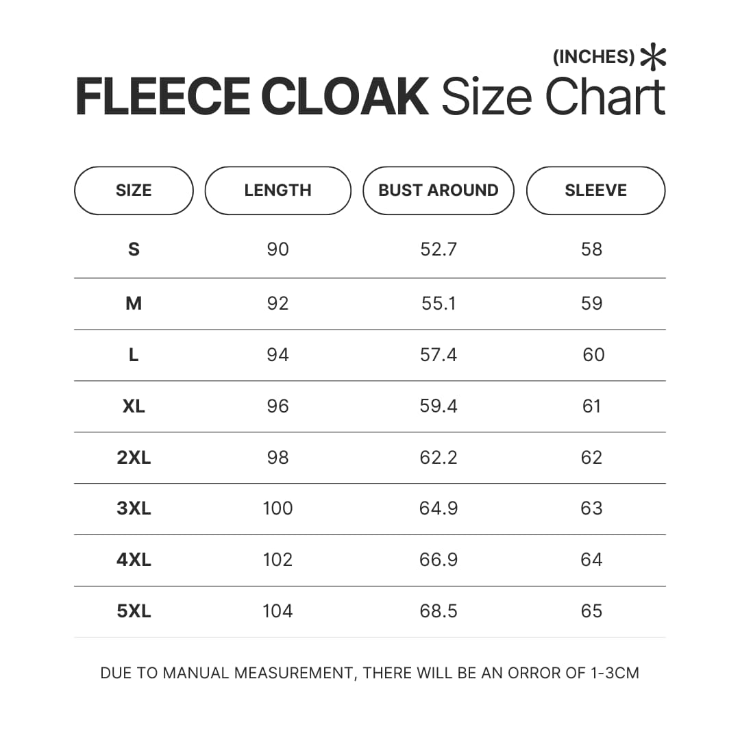 Fleece Cloak Size Chart - Demon Slayer Store