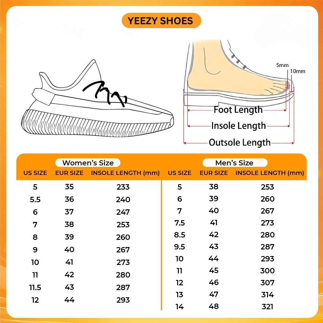 Yeezy Shoes Size Chart - Demon Slayer Store