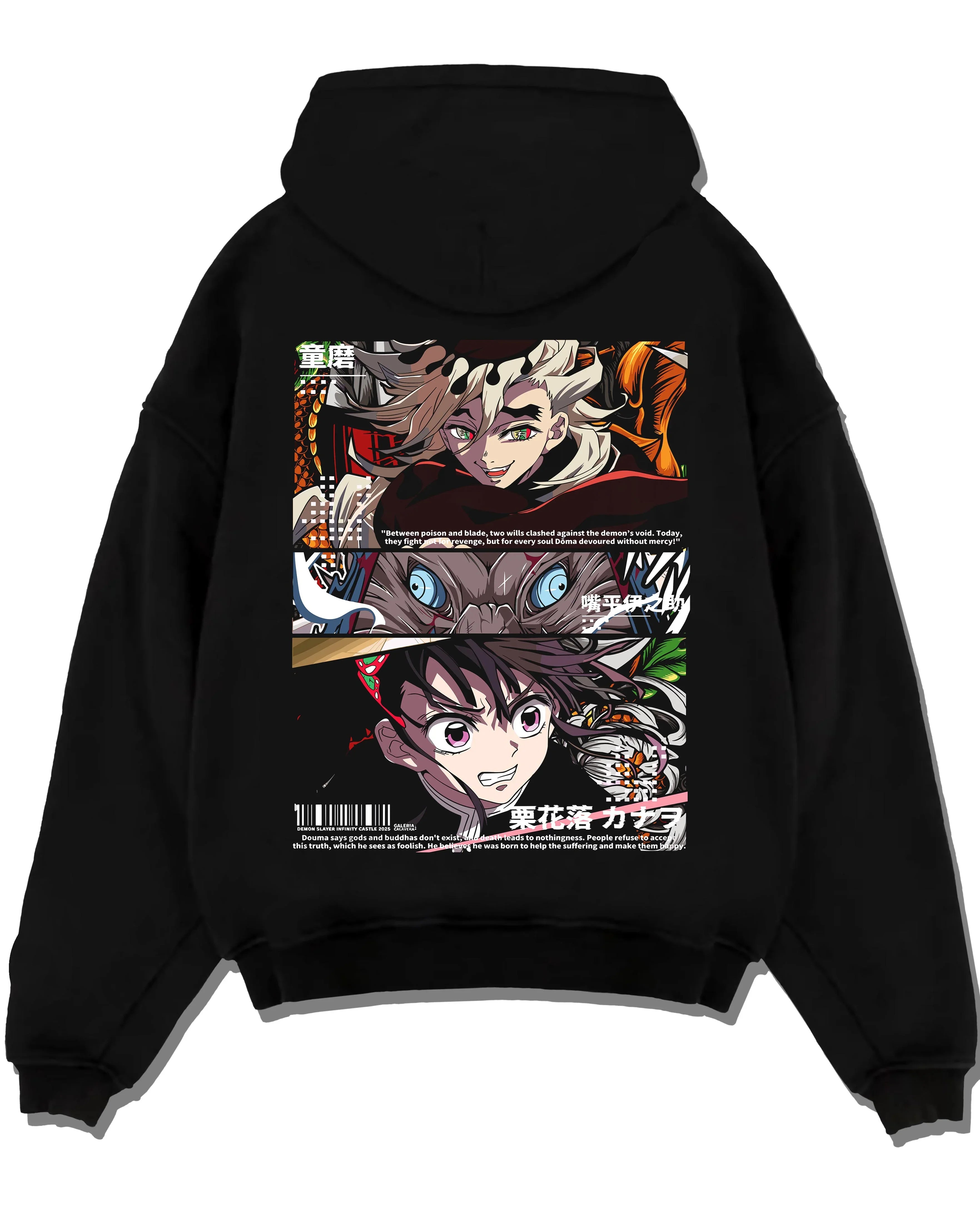 DOUMOON A.black hoodie flat back design - Demon Slayer Store