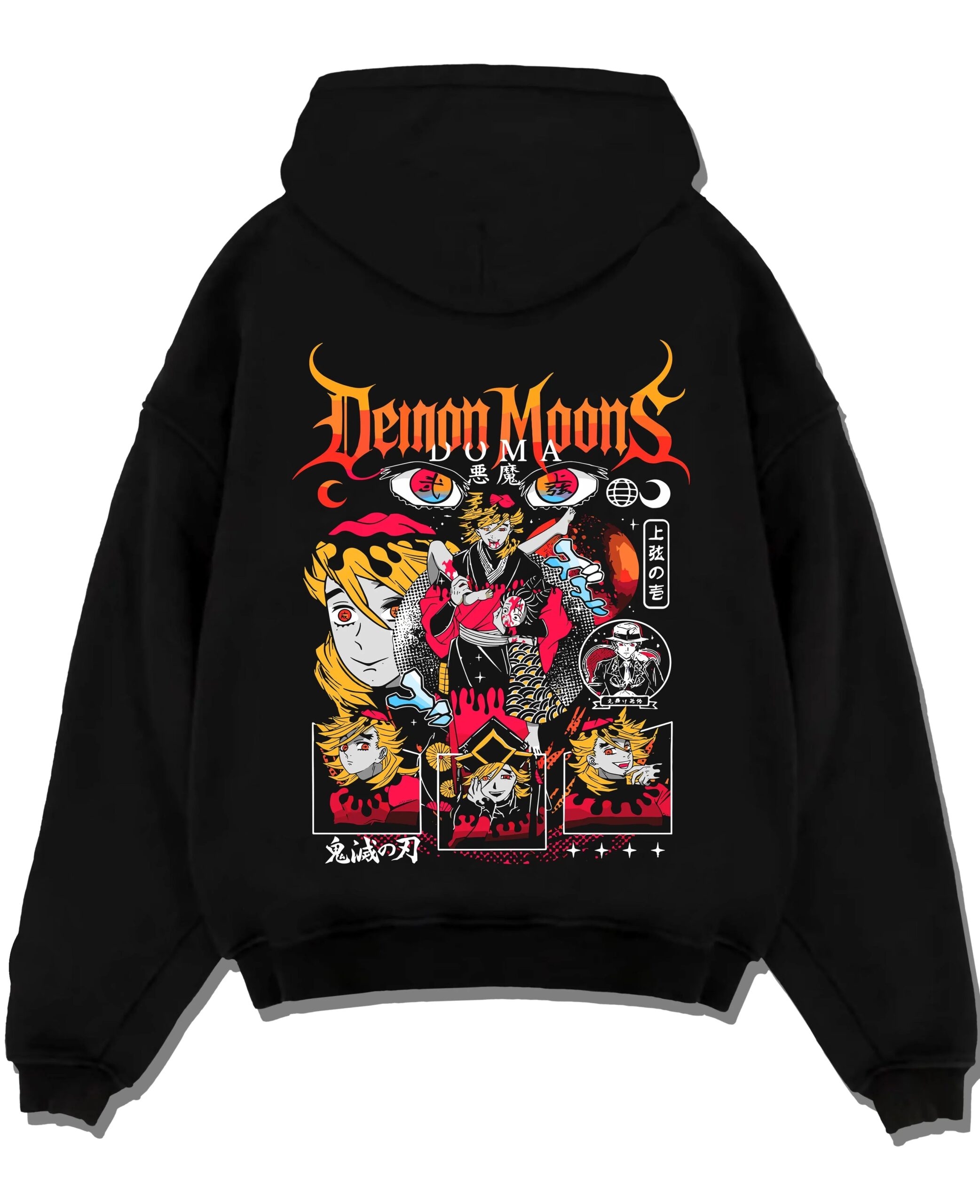 DOUMV3 A.black hoodie flat back design scaled - Demon Slayer Store