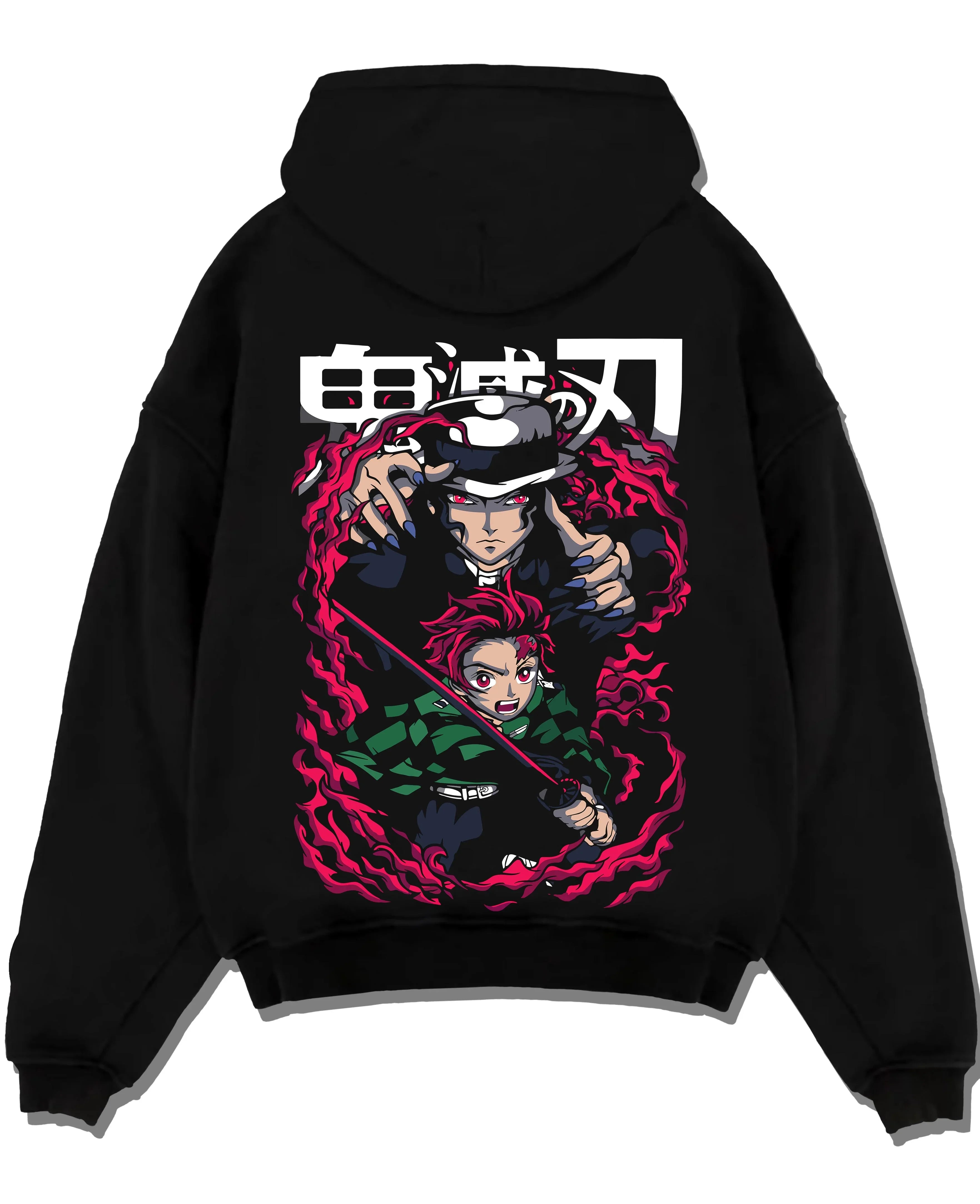 FINLDUL A.black hoodie flat back design - Demon Slayer Store