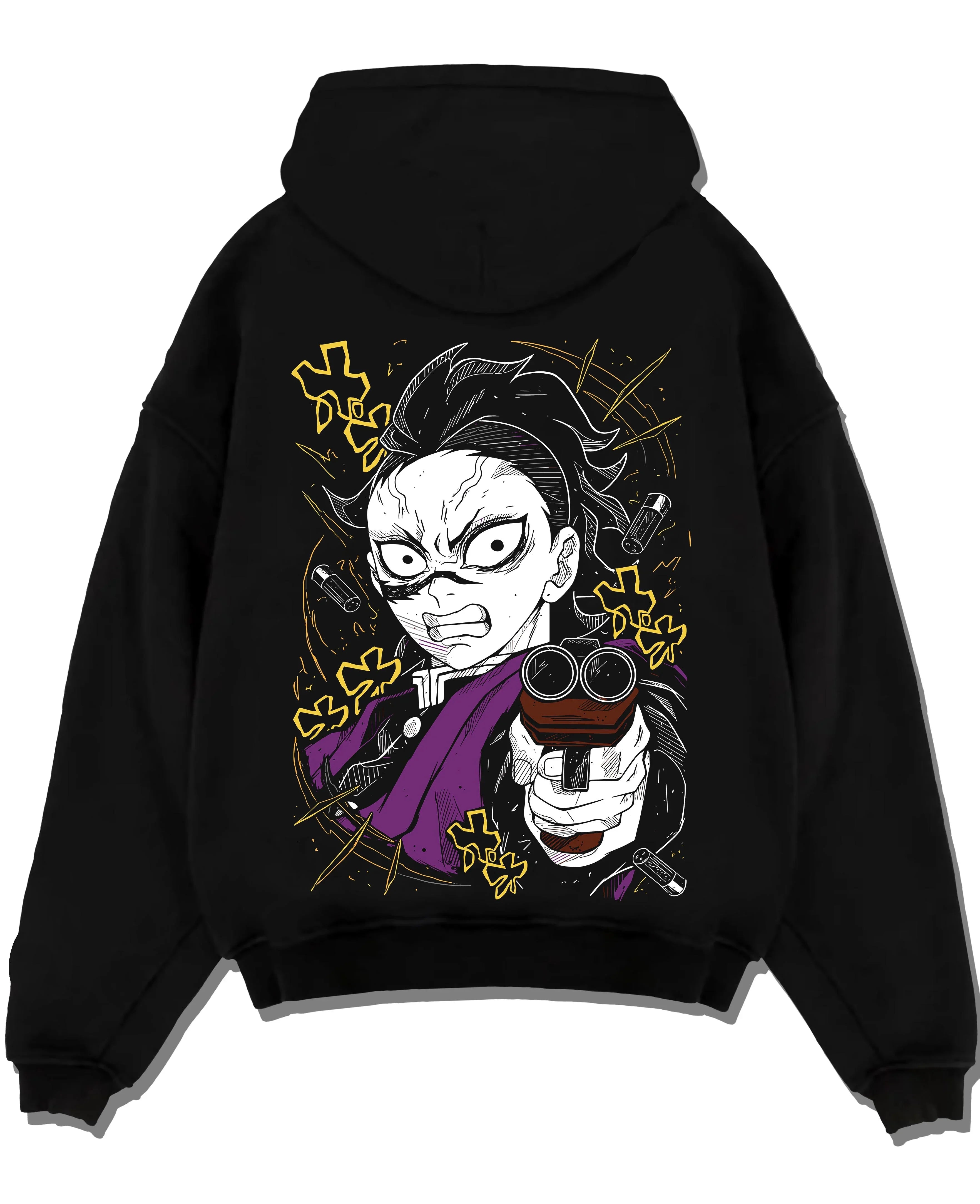 GENYSG A.black hoodie flat back design - Demon Slayer Store