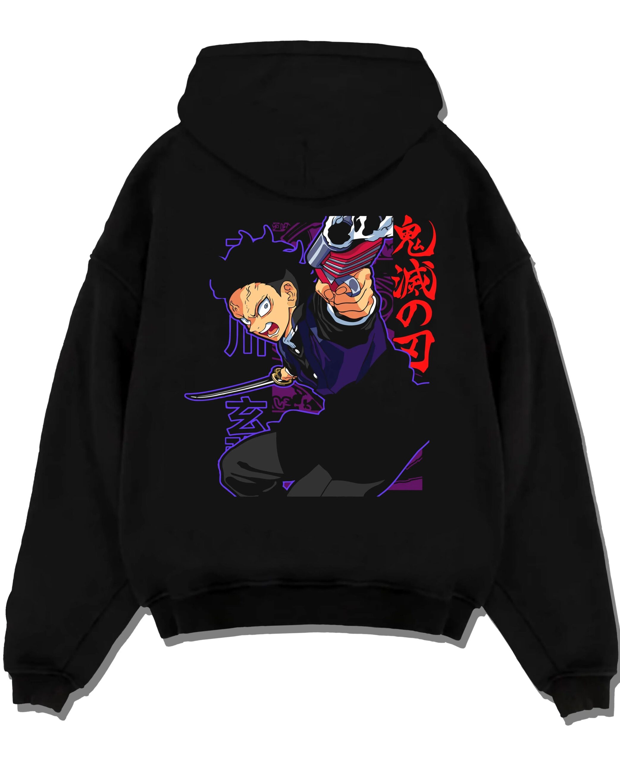 GENYX A.black hoodie flat back design scaled - Demon Slayer Store