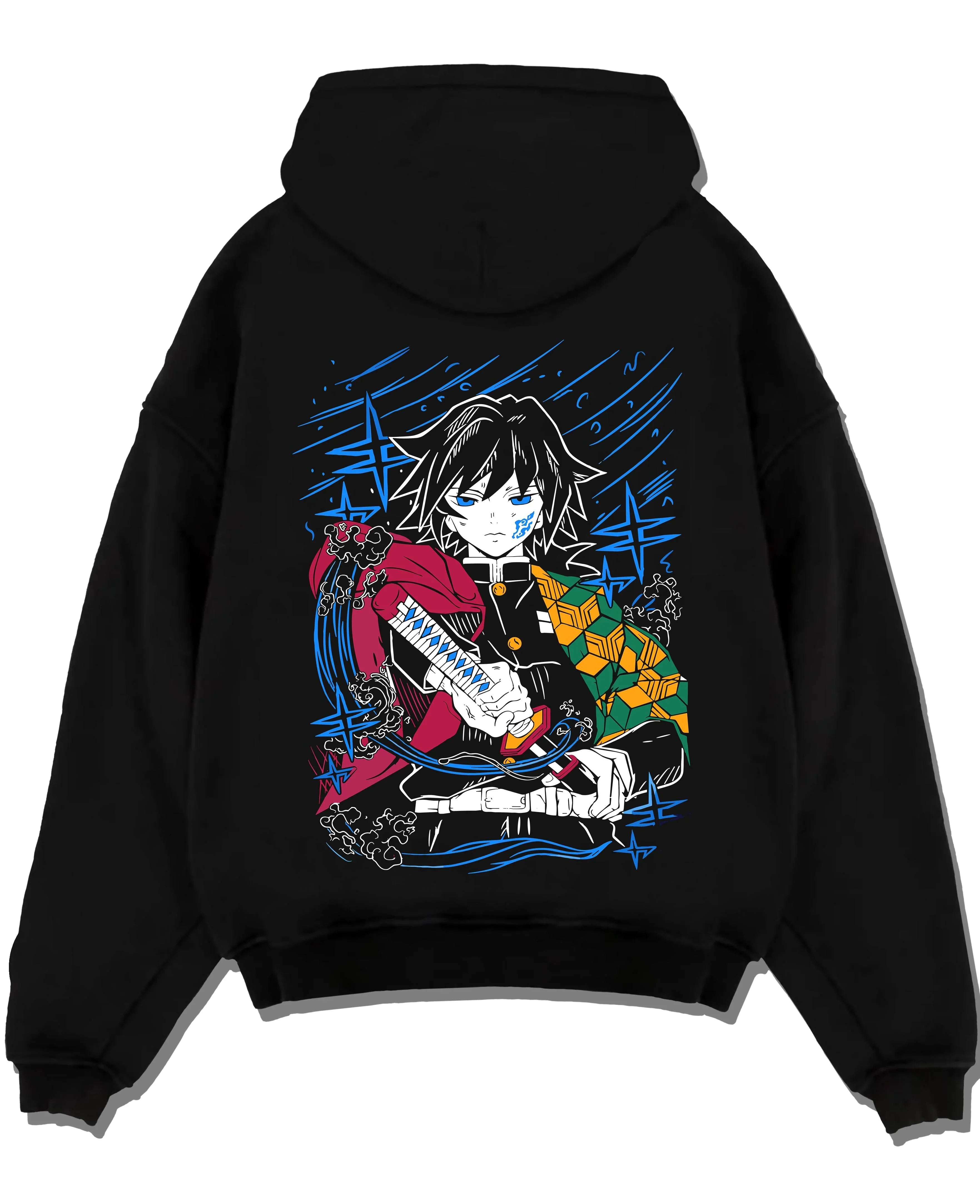 GIYUDC A.black hoodie flat back design - Demon Slayer Store