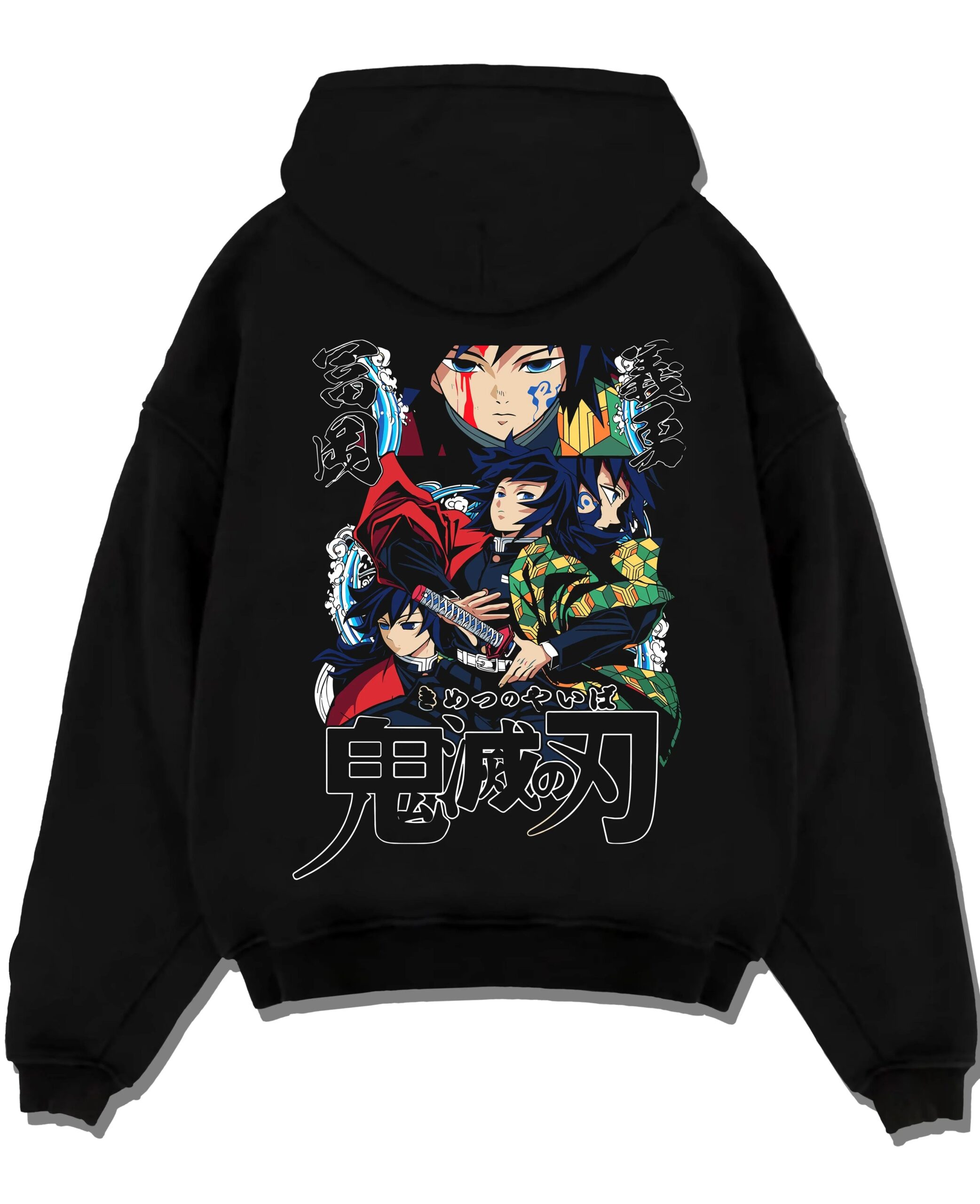 GIYUEF A.black hoodie flat back design scaled - Demon Slayer Store