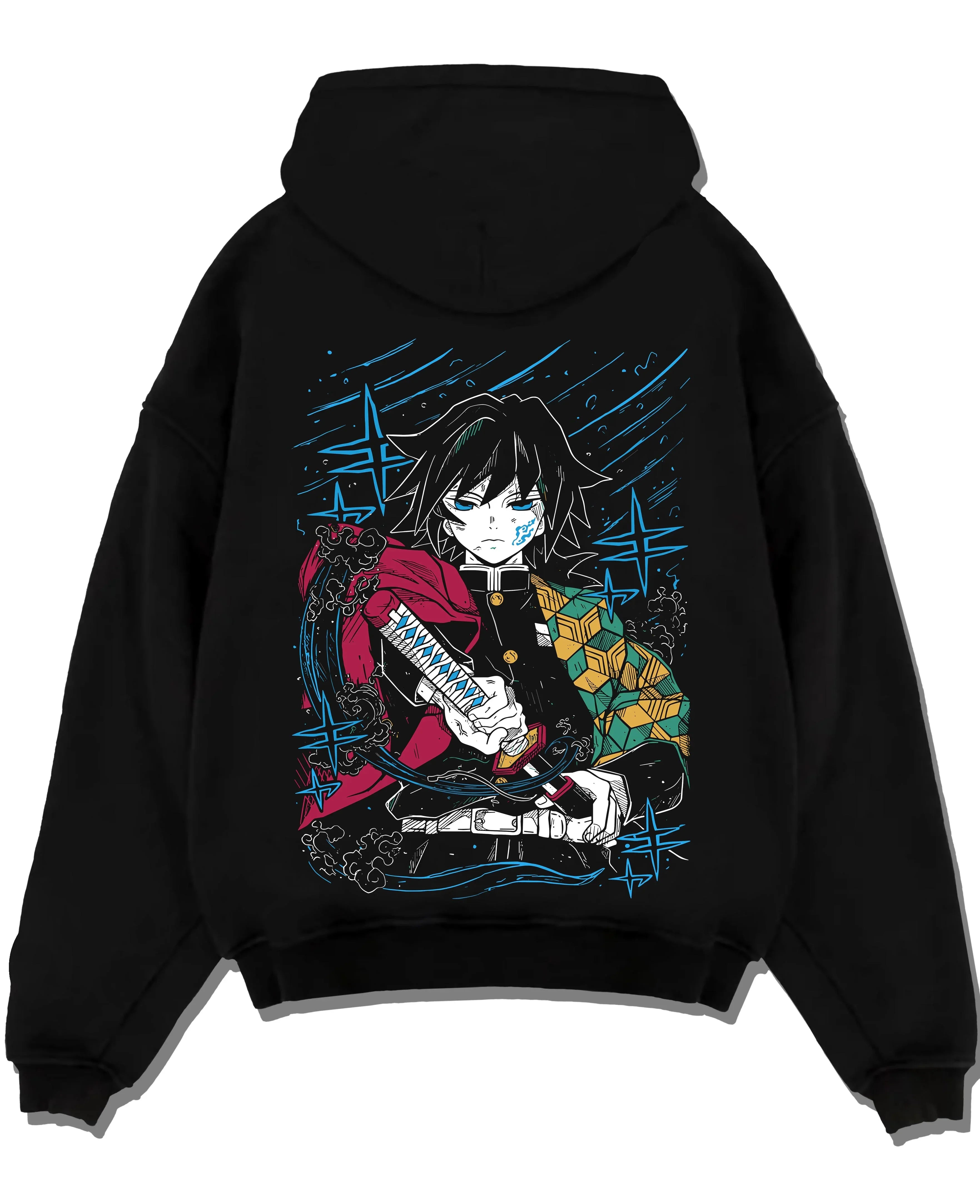 GIYUPG A.black hoodie flat back design - Demon Slayer Store