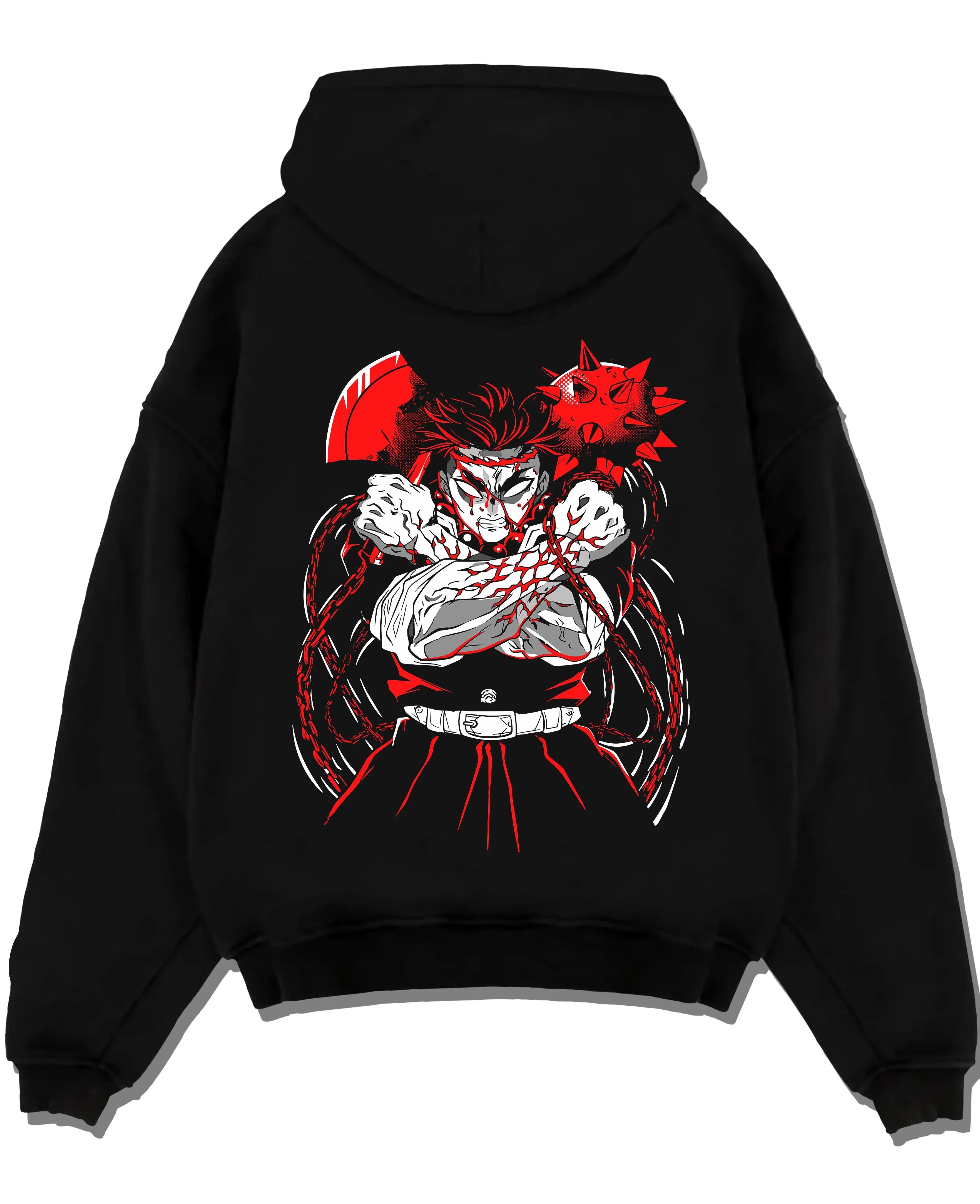 GYOMSTN A.black hoodie flat back design - Demon Slayer Store