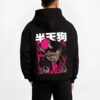 HANTEN4 B.black hoodie male back view - Demon Slayer Store