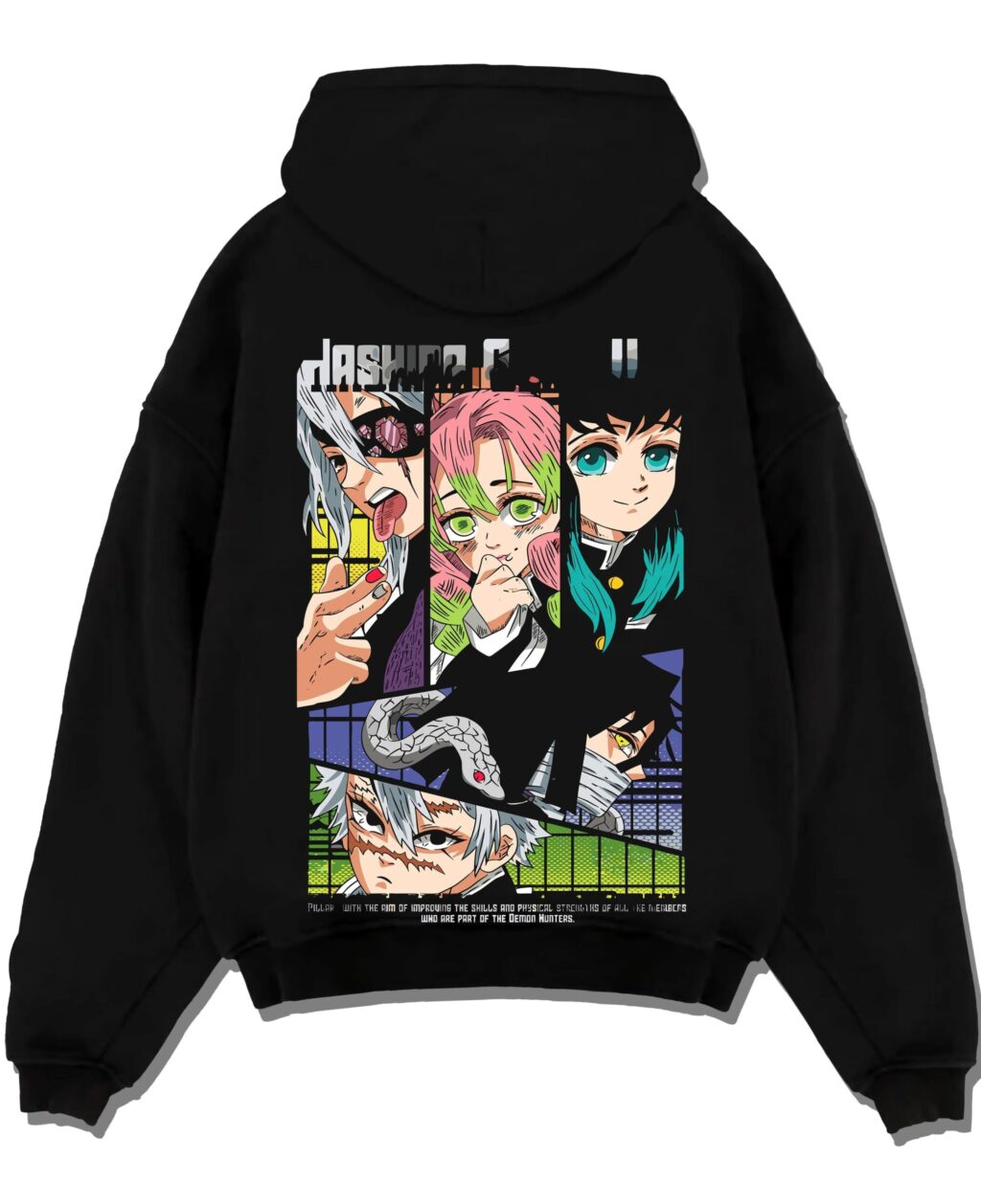 HASHCRPS A.black hoodie flat back design scaled - Demon Slayer Store