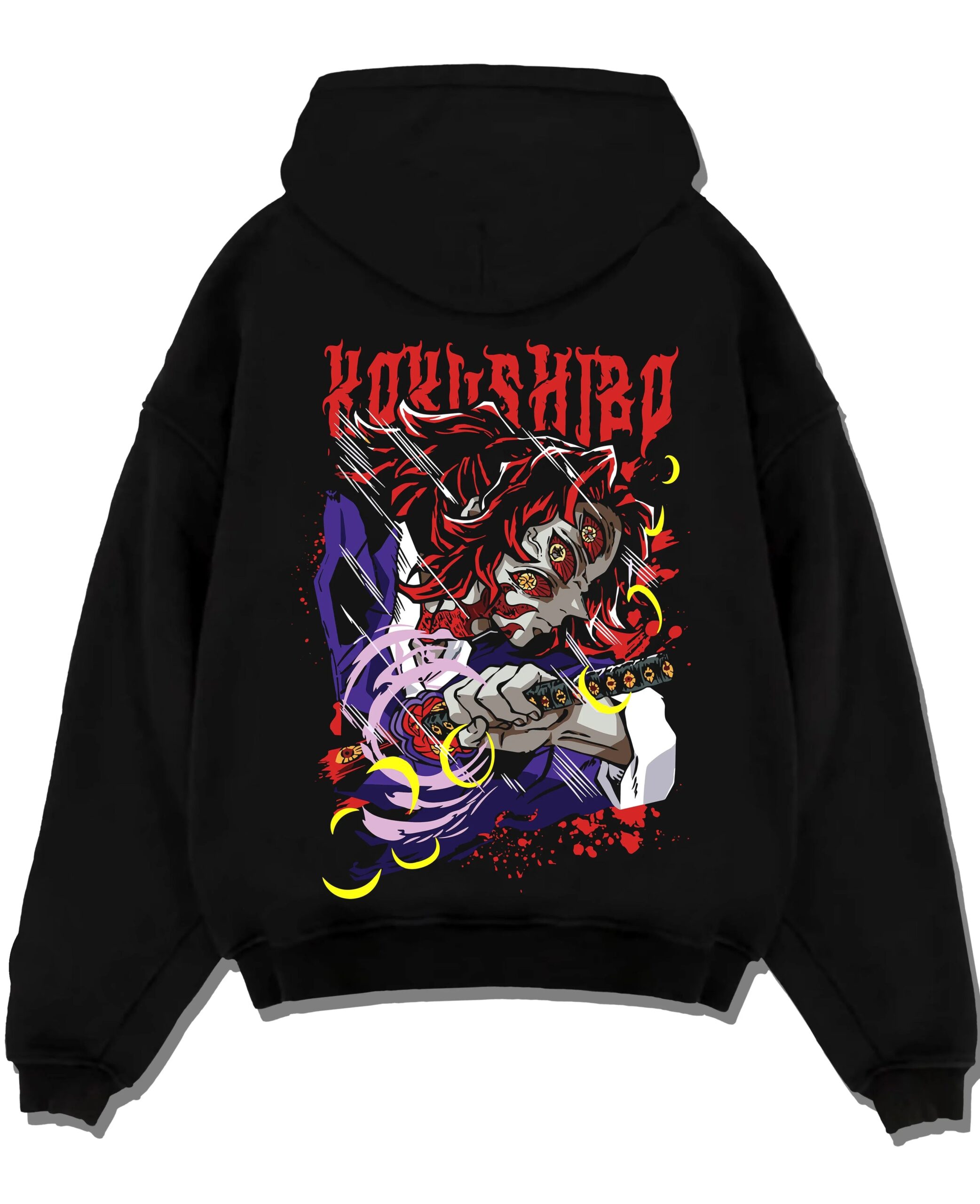 HASHMO A.black hoodie flat back design scaled - Demon Slayer Store