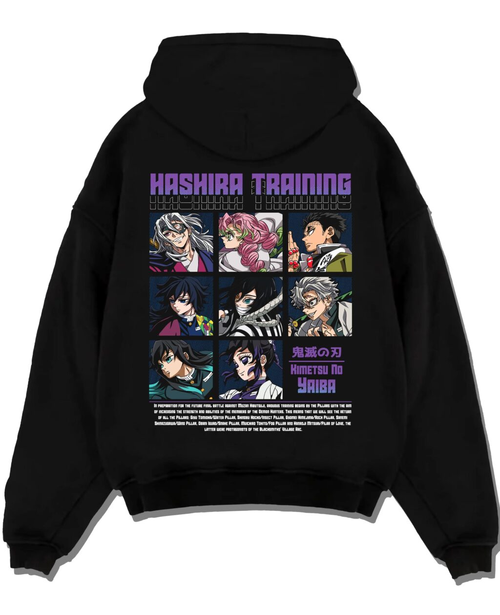 HASTRN A.black hoodie flat back design - Demon Slayer Store