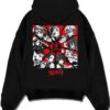 HSHRA28 A.black hoodie flat back design - Demon Slayer Store