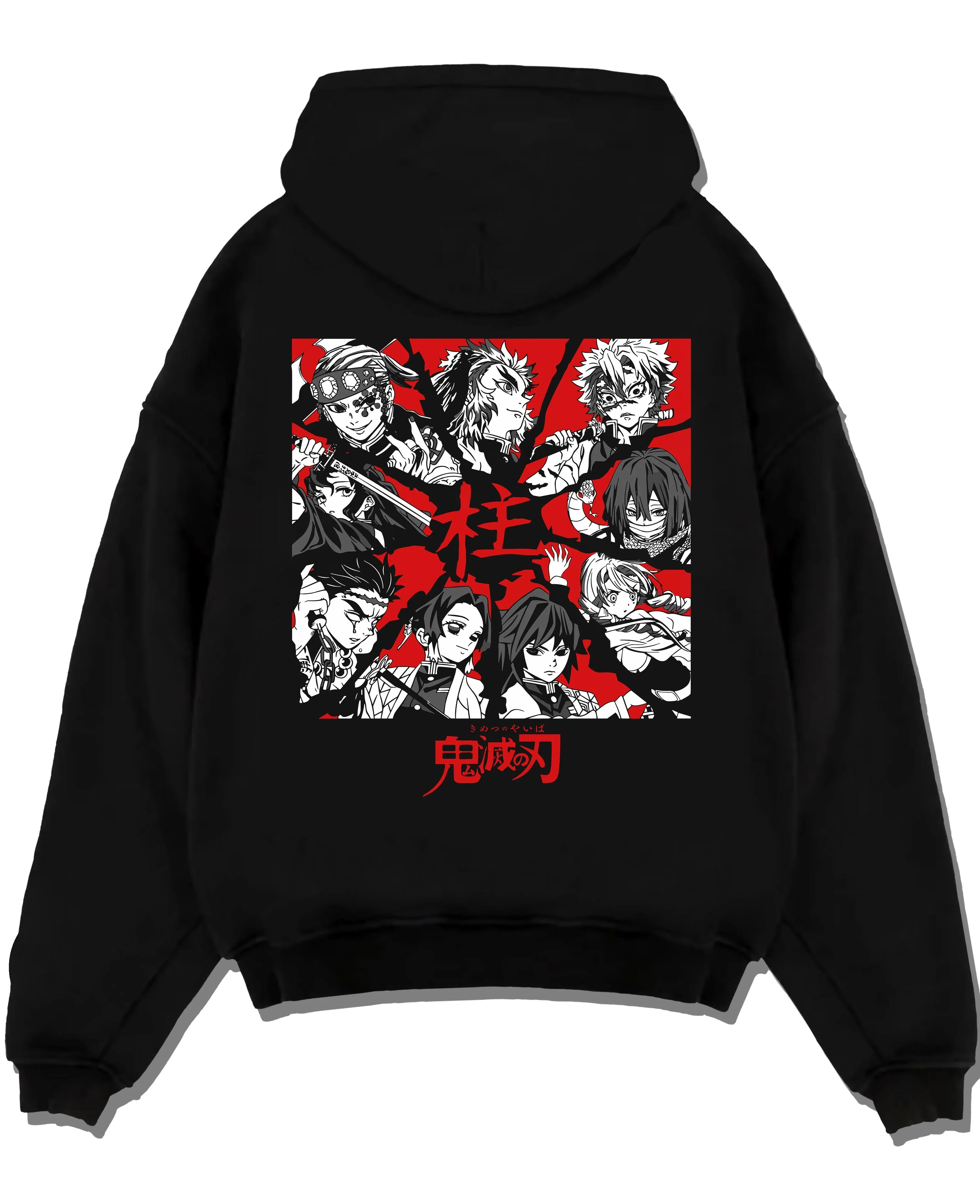 HSHRA28 A.black hoodie flat back design - Demon Slayer Store