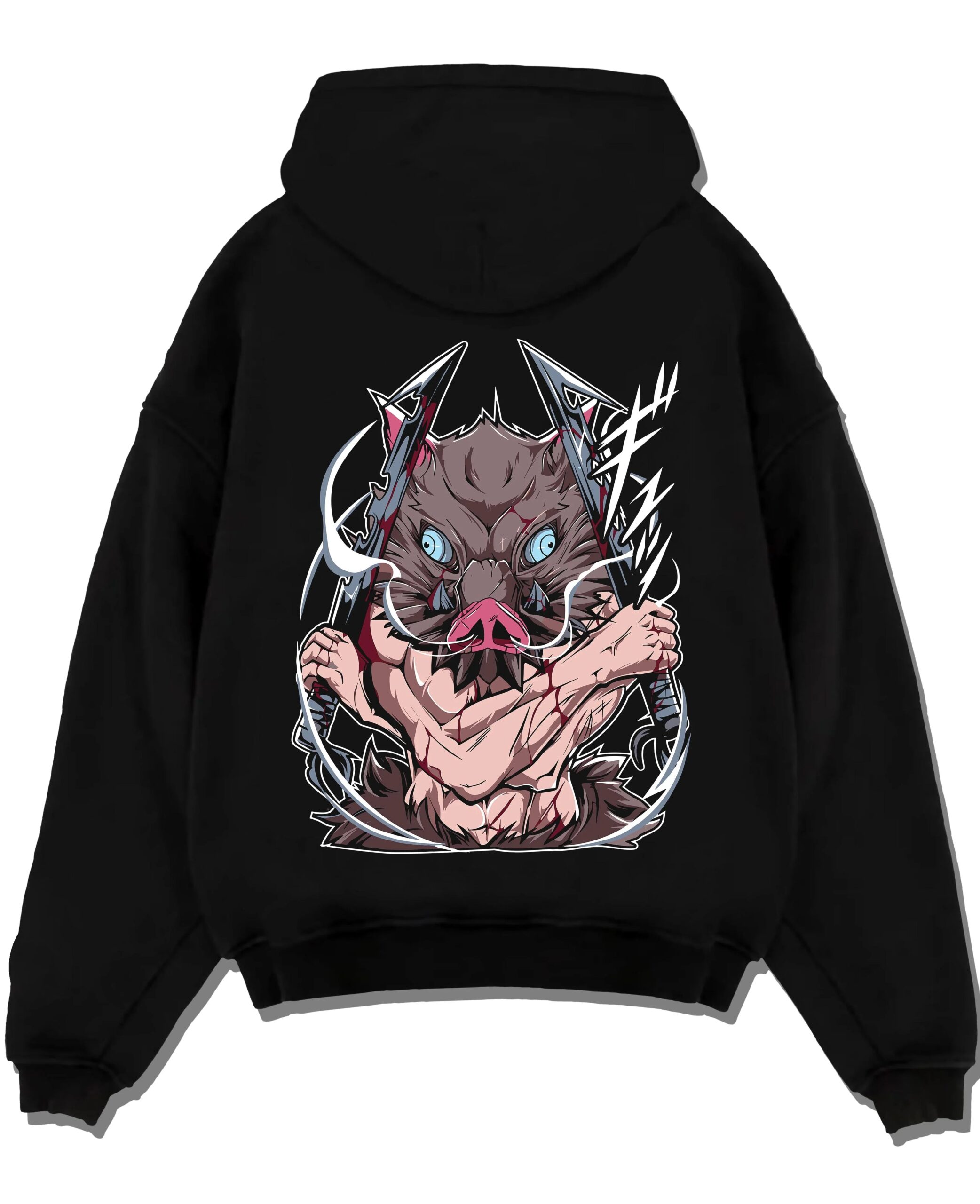 INOBHR A.black hoodie flat back design scaled - Demon Slayer Store