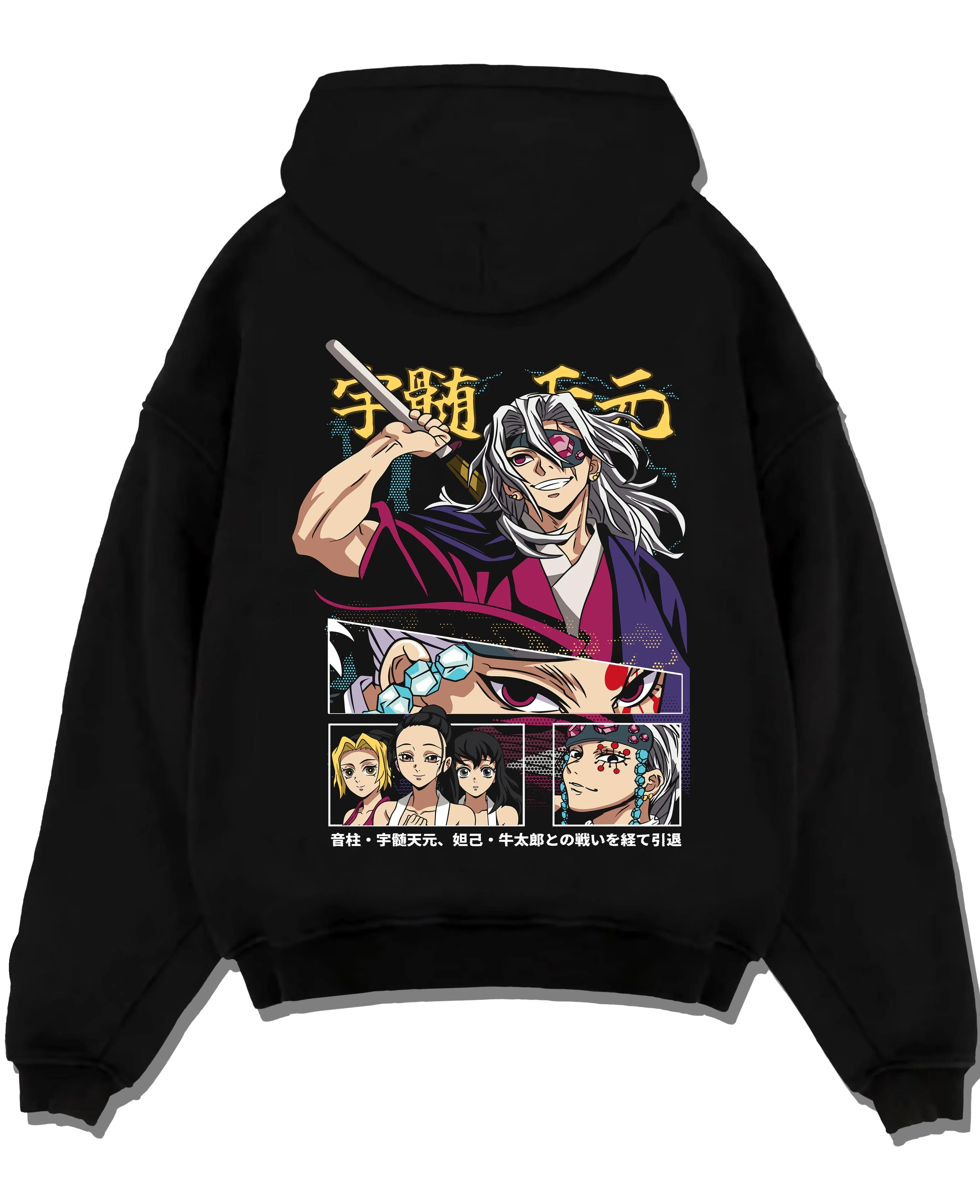 INOBST A.black hoodie flat back design - Demon Slayer Store