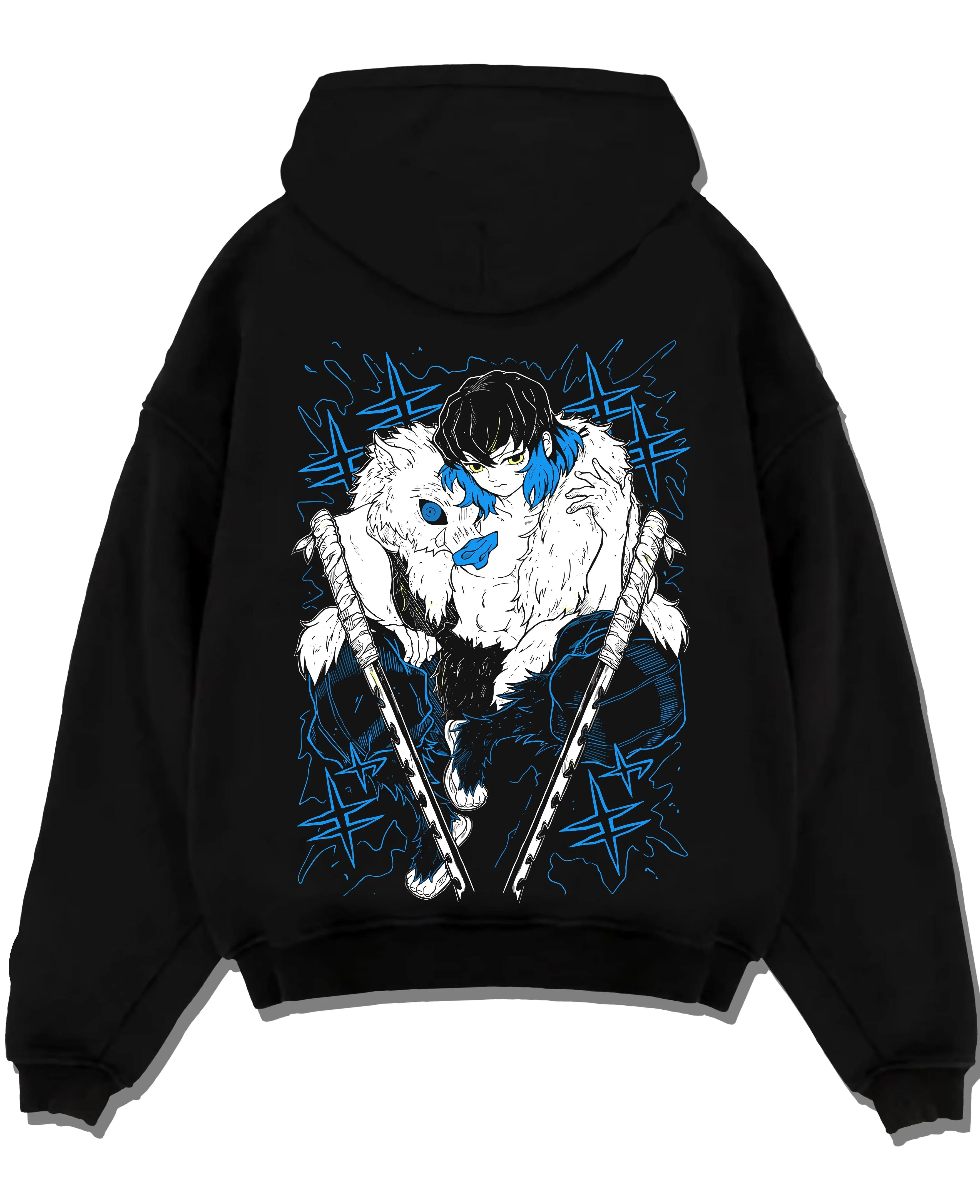 INODSL A.black hoodie flat back design - Demon Slayer Store