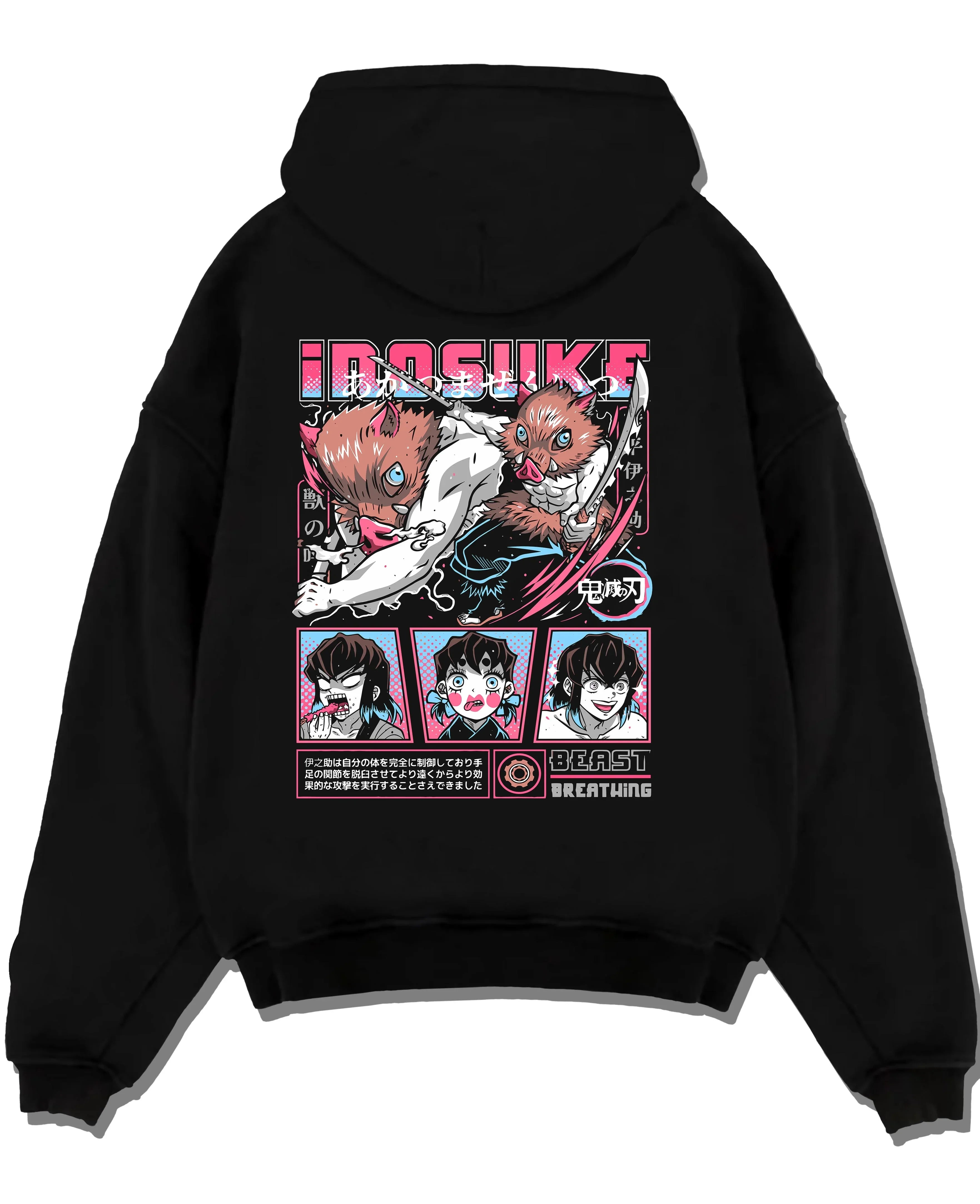 INOMNT A.black hoodie flat back design - Demon Slayer Store