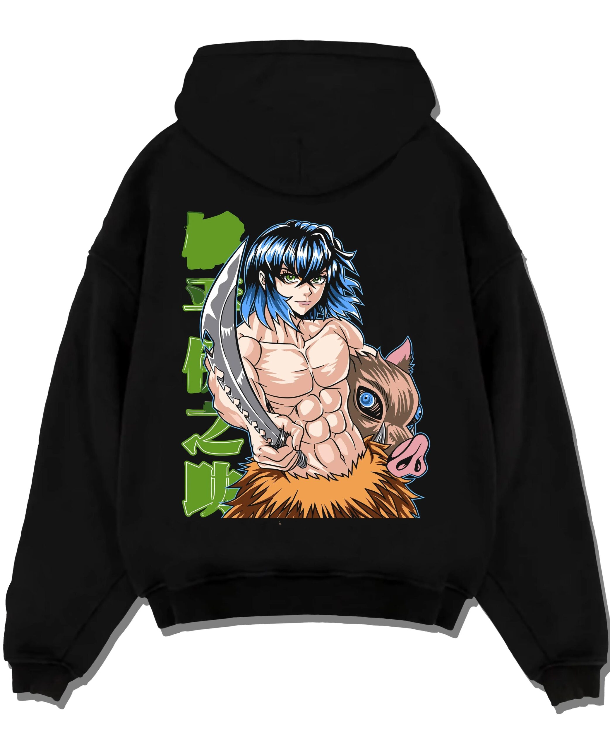 INOWLD A.black hoodie flat back design scaled - Demon Slayer Store