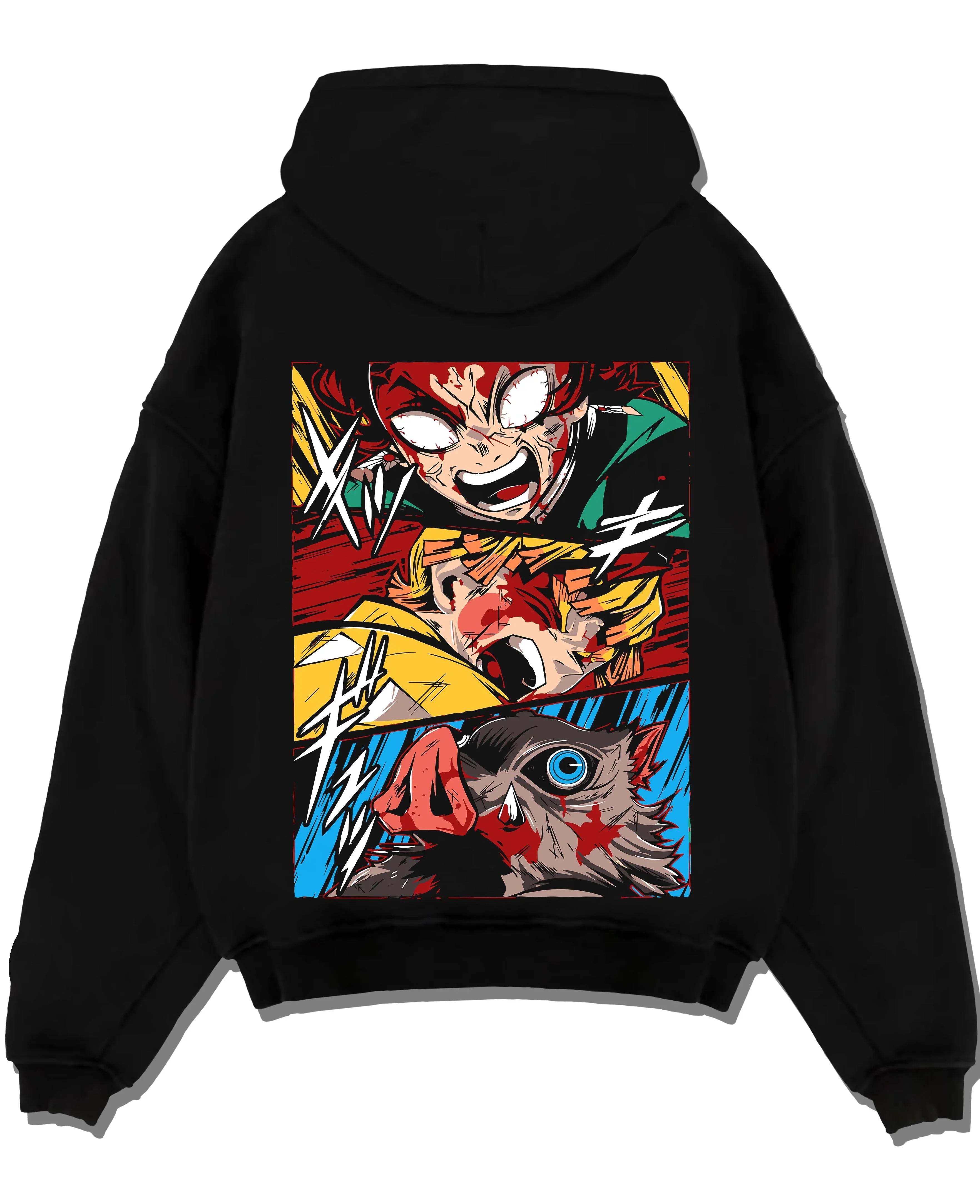 KNYCOR A.black hoodie flat back design - Demon Slayer Store