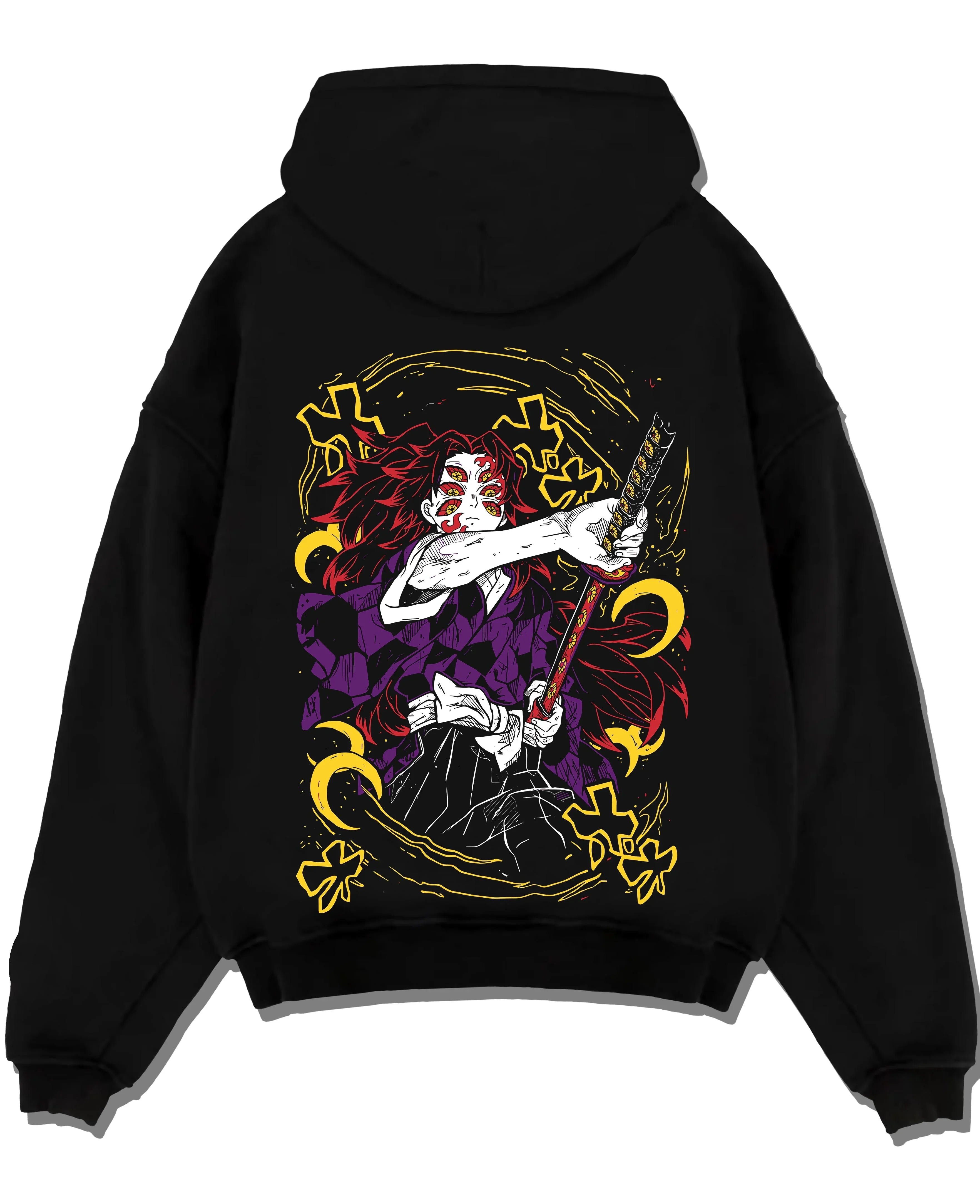 KOKUMO1 A.black hoodie flat back design - Demon Slayer Store