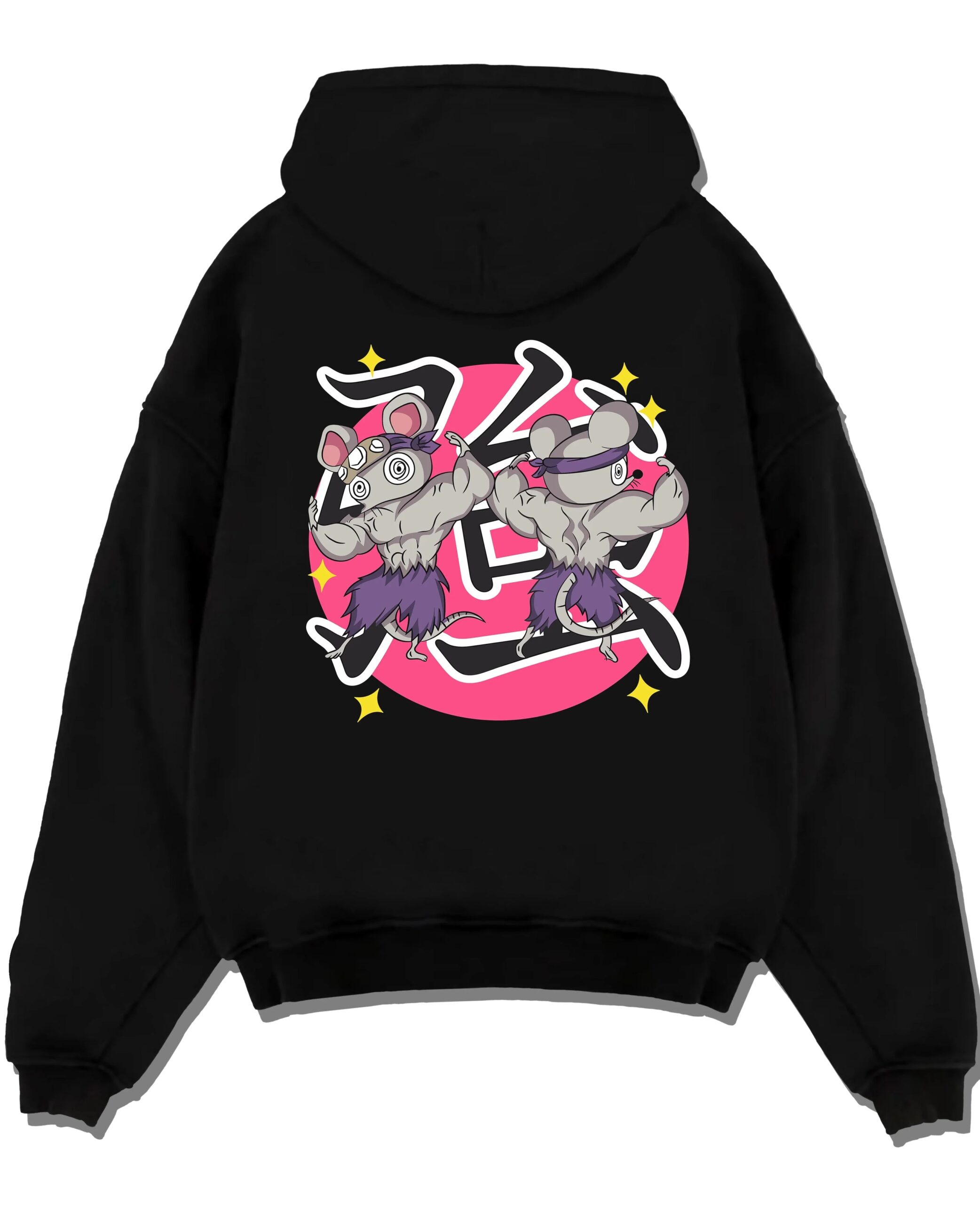 MICE01 A.black hoodie flat back design scaled - Demon Slayer Store