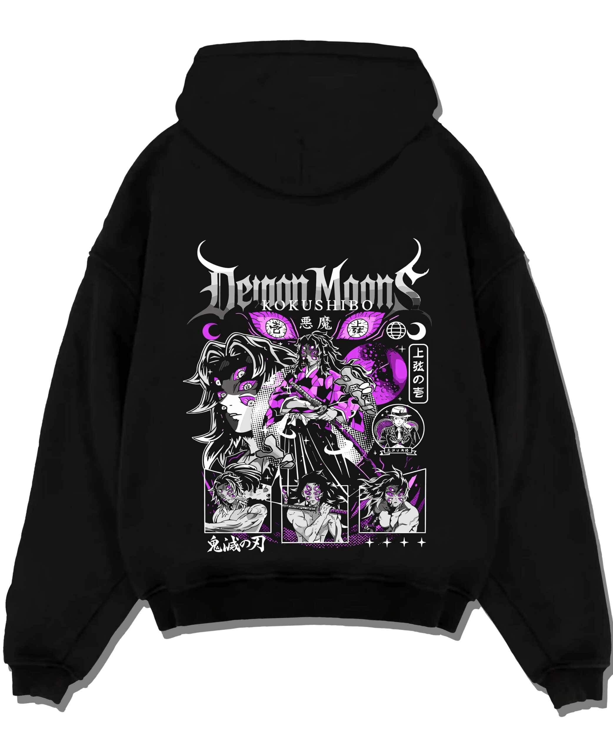 MICHIKT A.black hoodie flat back design scaled - Demon Slayer Store
