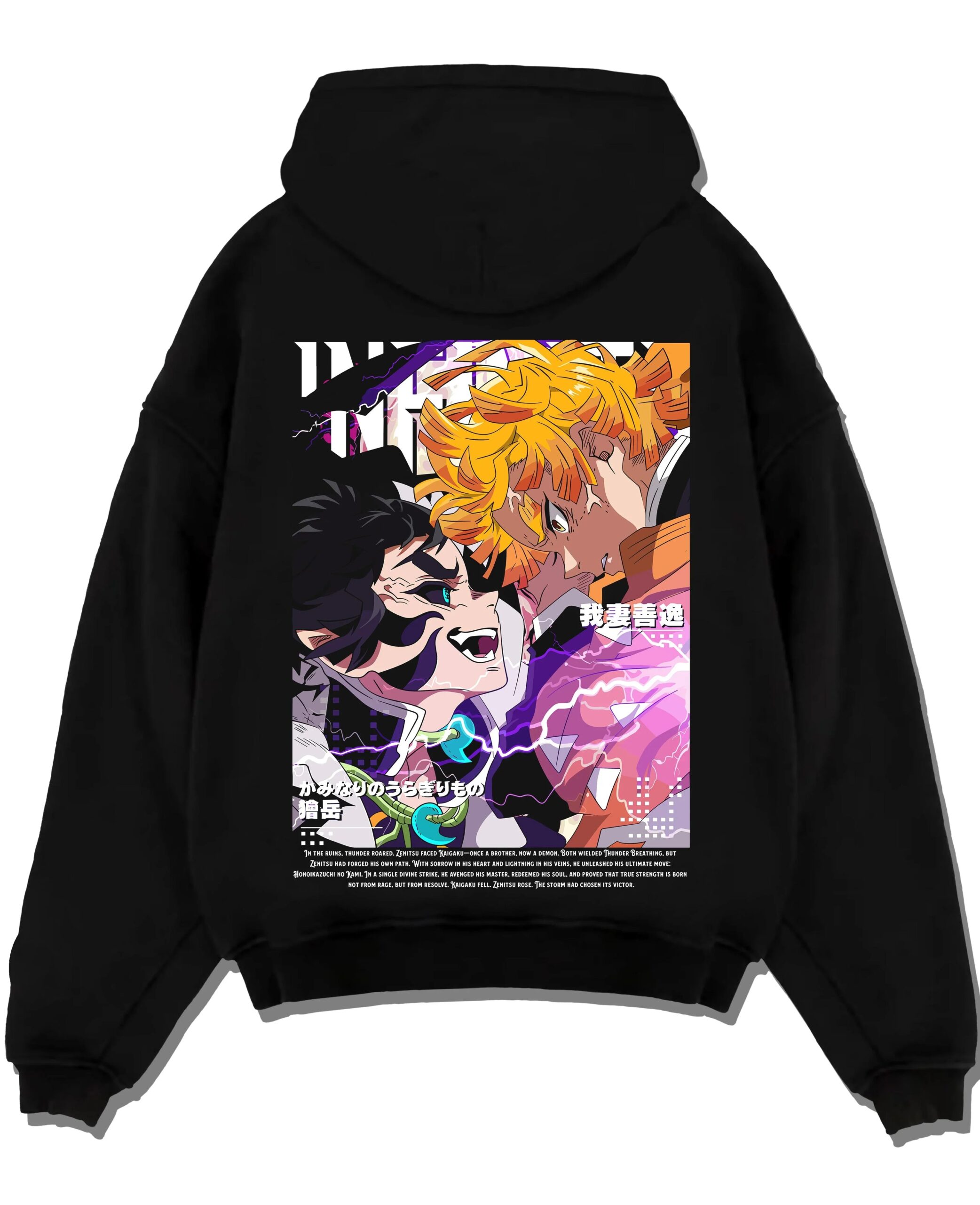 MOON9X A.black hoodie flat back design scaled - Demon Slayer Store
