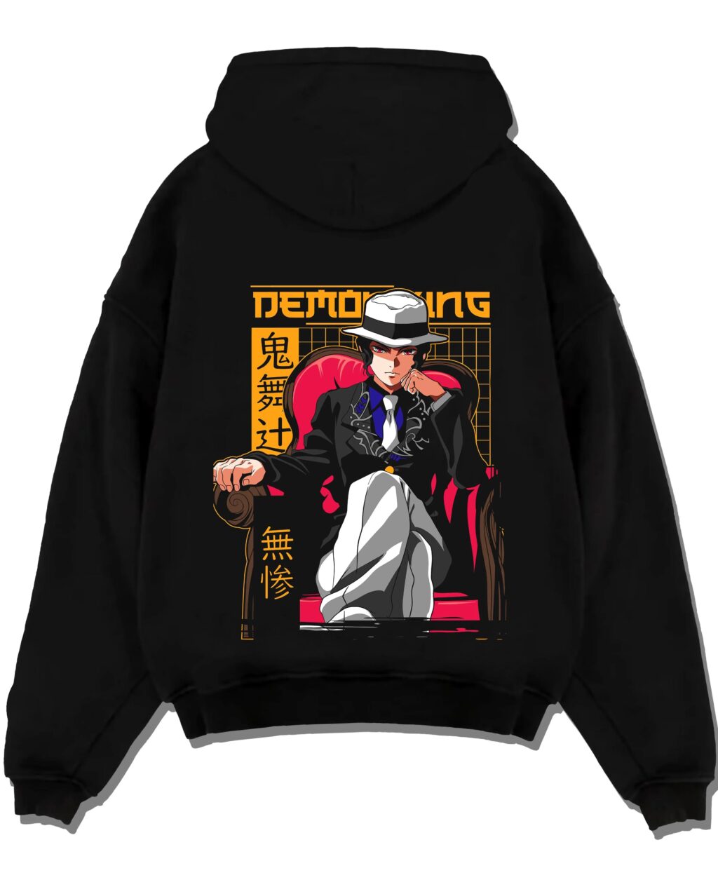MUZPOR A.black hoodie flat back design - Demon Slayer Store