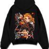 RENGKU A.black hoodie flat back design - Demon Slayer Store