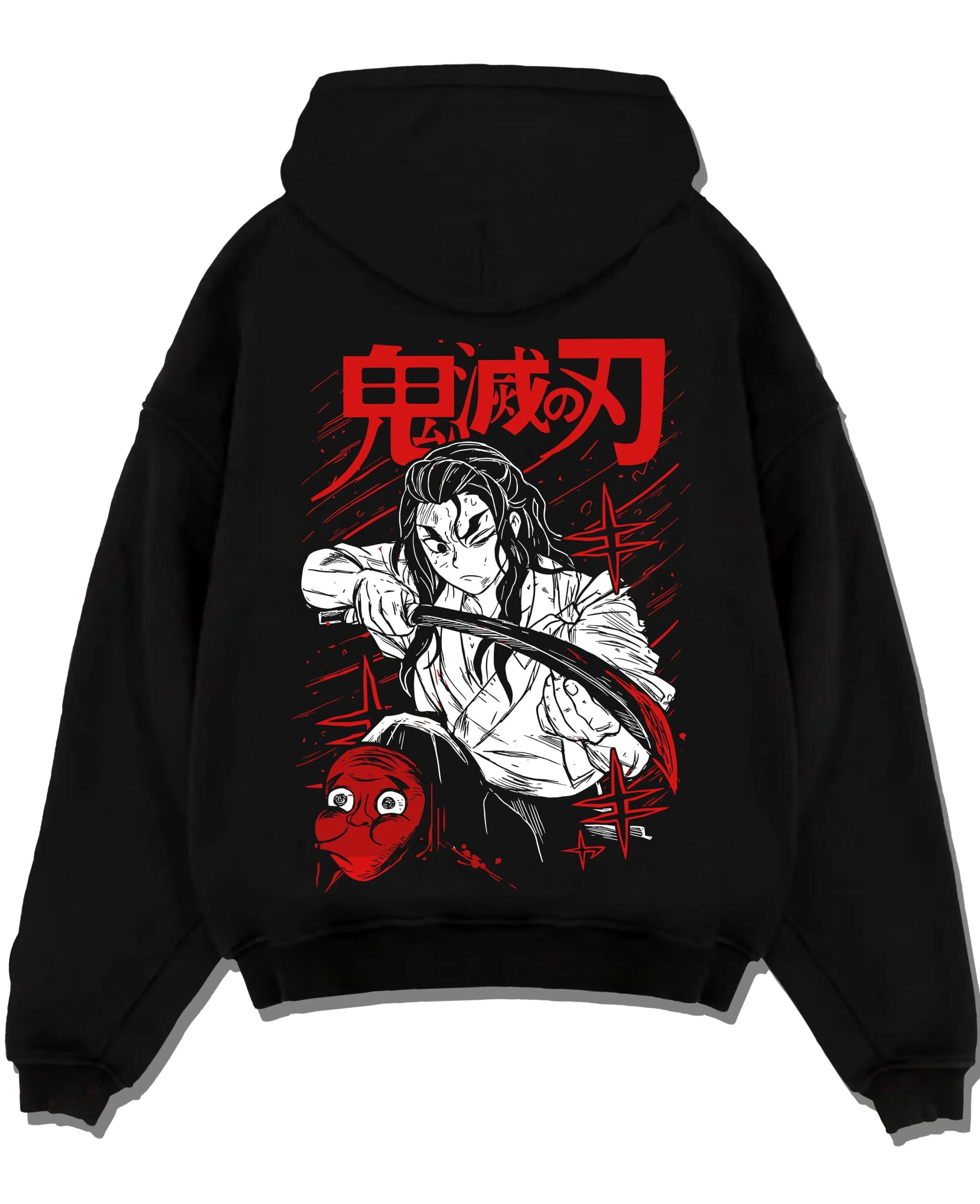 SLAYGRP A.black hoodie flat back design scaled - Demon Slayer Store