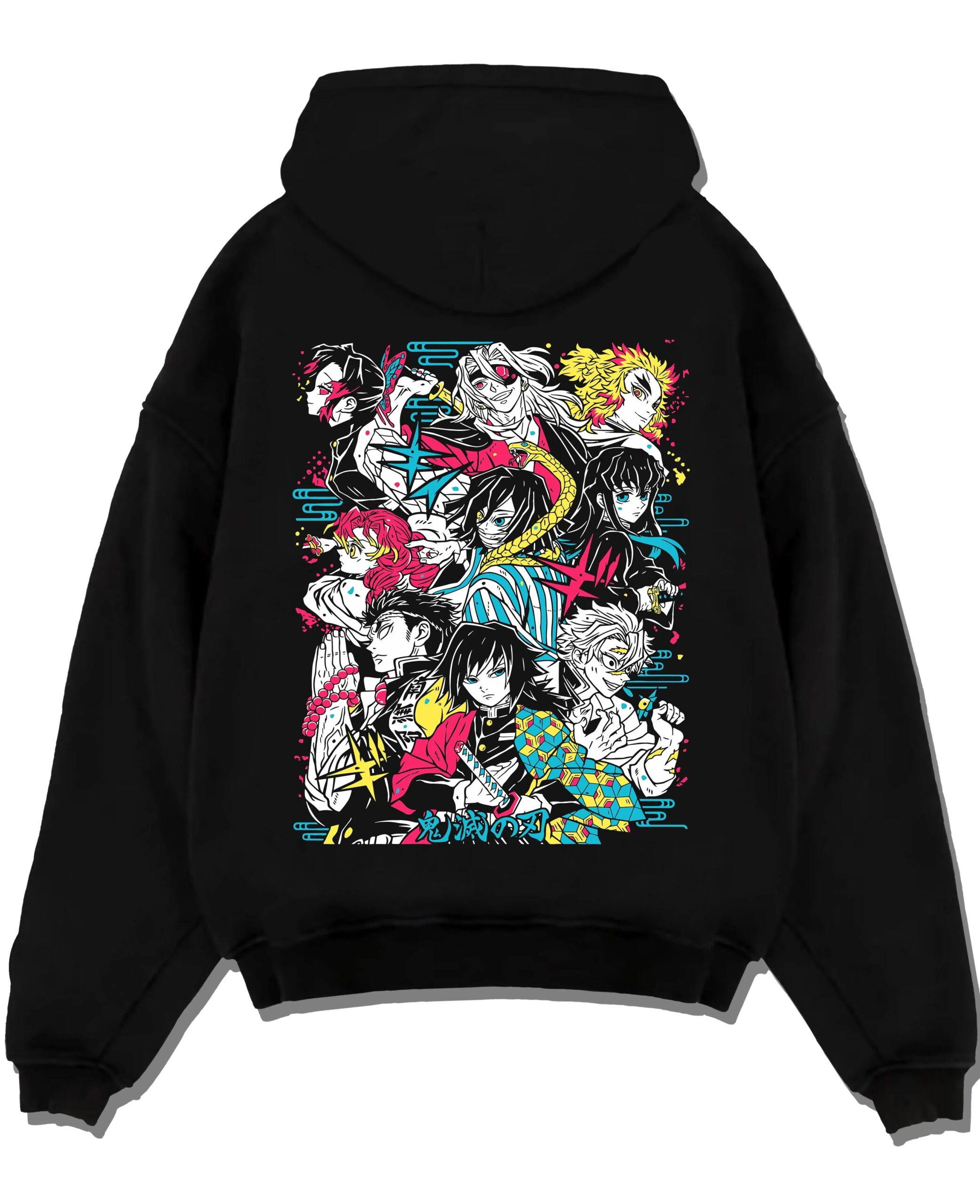 SLAYV9 A.black hoodie flat back design scaled - Demon Slayer Store