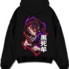 SWDMSR8 A.black hoodie flat back design - Demon Slayer Store