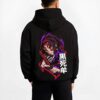 SWDMSR8 B.black hoodie male back view - Demon Slayer Store