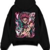 TANJ10 A.black hoodie flat back design - Demon Slayer Store